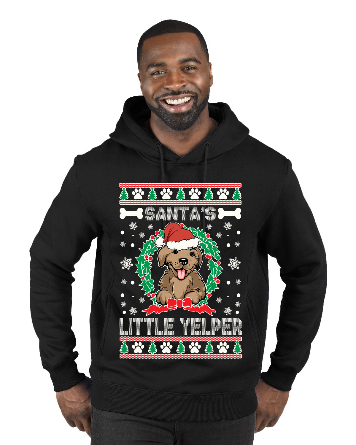 Santa's Little Yelper Merry Ugly Christmas Sweater Premium Graphic Hoodie Sweatshirt