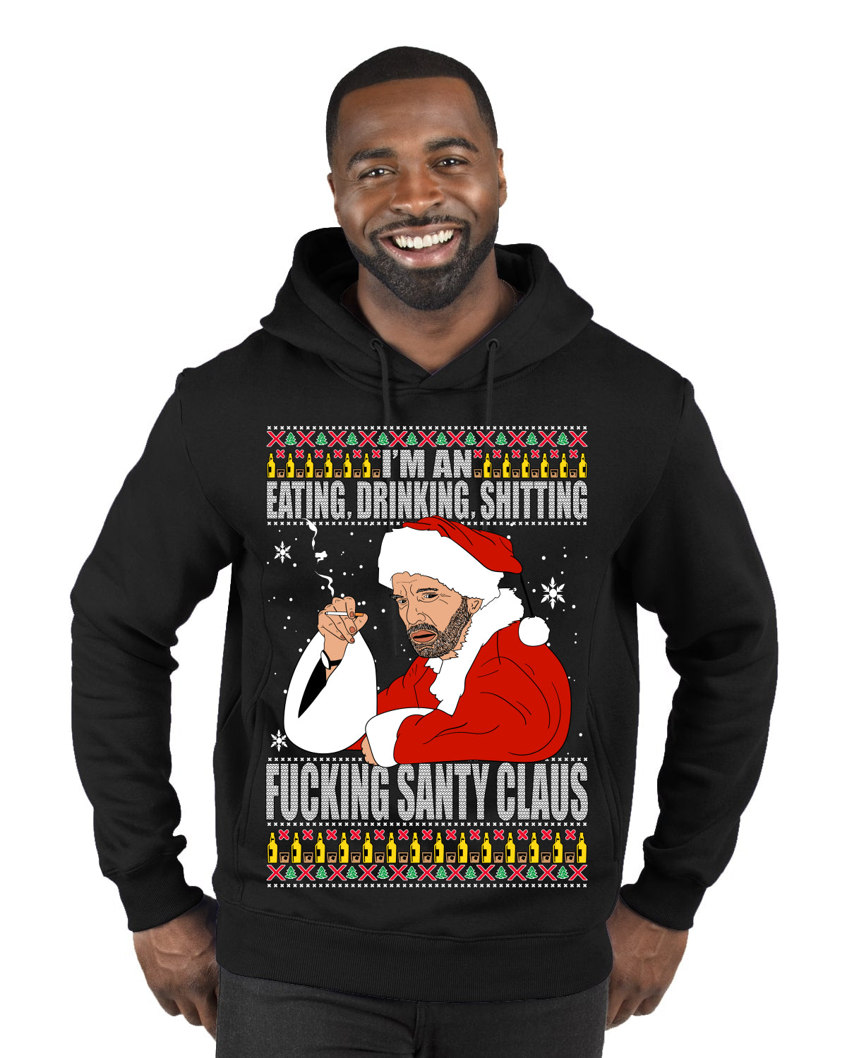 Bad Santa Fucking Santy Claus Merry Ugly Christmas Sweater Premium Graphic Hoodie Sweatshirt