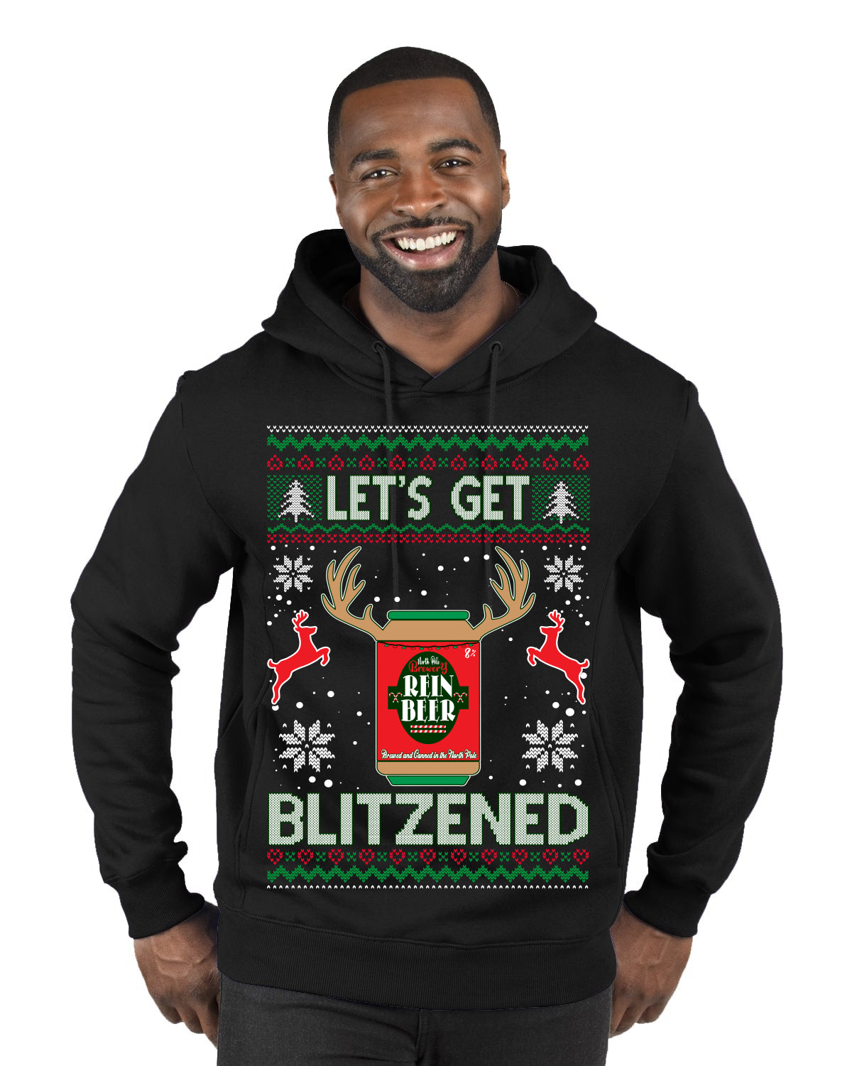 Let's Get Blitzened Rein Beer Merry Ugly Christmas Sweater Premium Graphic Hoodie Sweatshirt