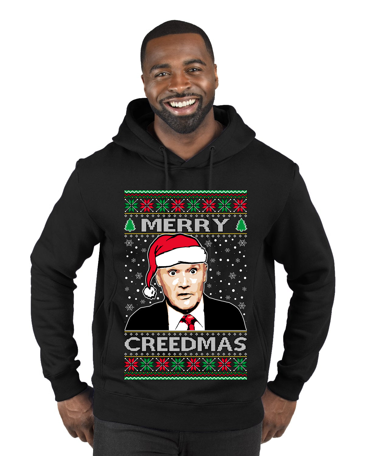 Merry Creedmas Office Humor TV Ugly Christmas Sweater Premium Graphic Hoodie Sweatshirt