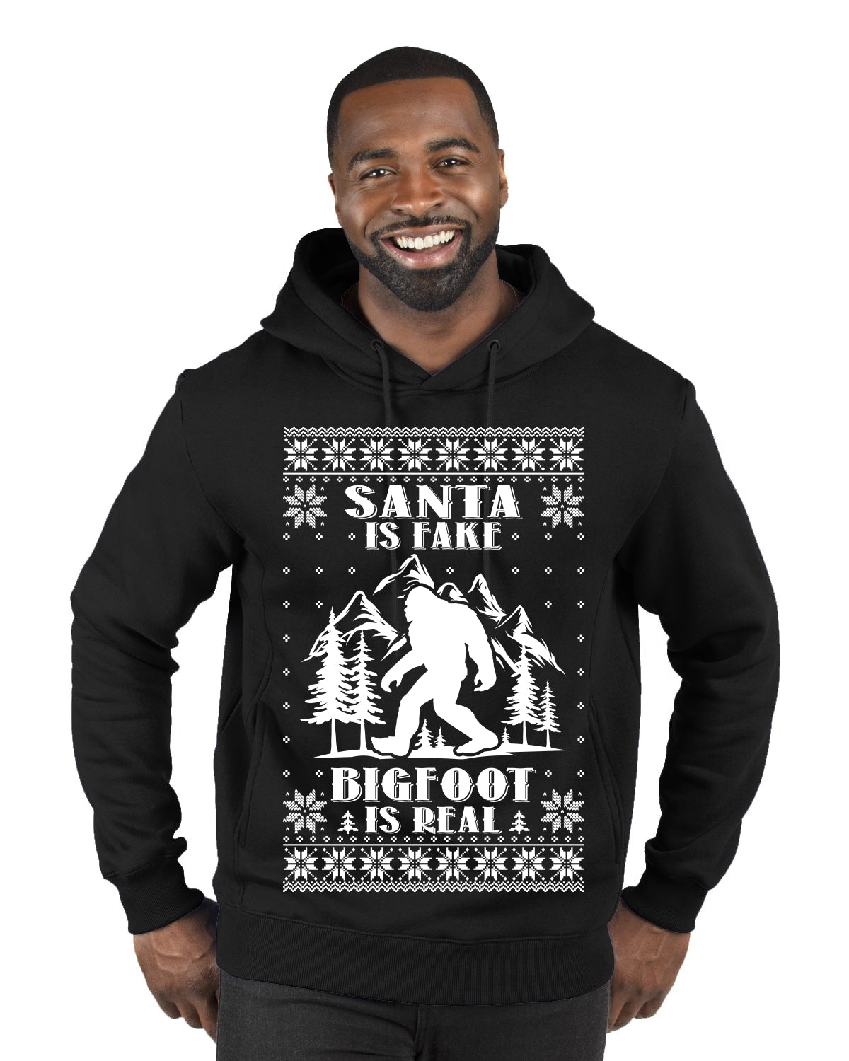 Santa Is Fake Bigfoot Is Real Ugly Christmas Sweater Premium Graphic Hoodie Sweatshirt