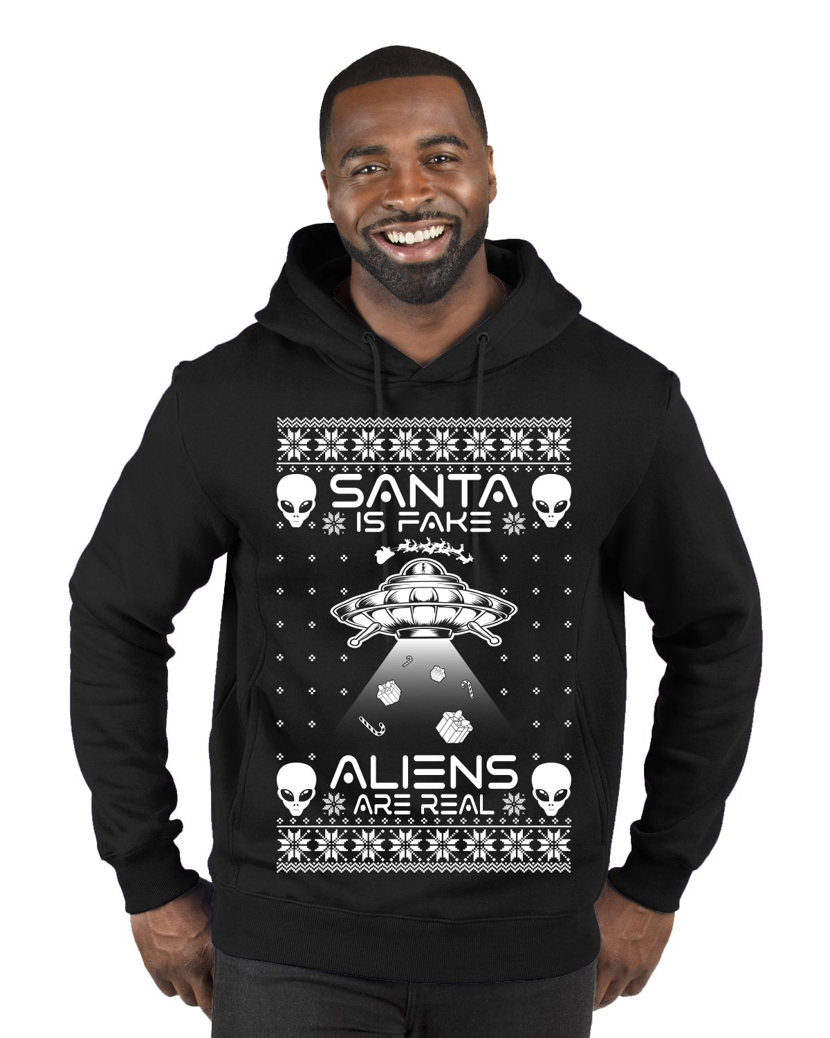 Santa Is Fake Aliens Are Real Ugly Christmas Sweater Premium Graphic Hoodie Sweatshirt