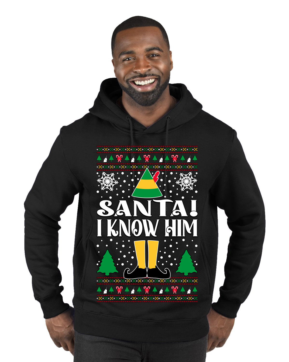 Santa! I Know Him Christmas Movie Quote Ugly Christmas Sweater Premium Graphic Hoodie Sweatshirt