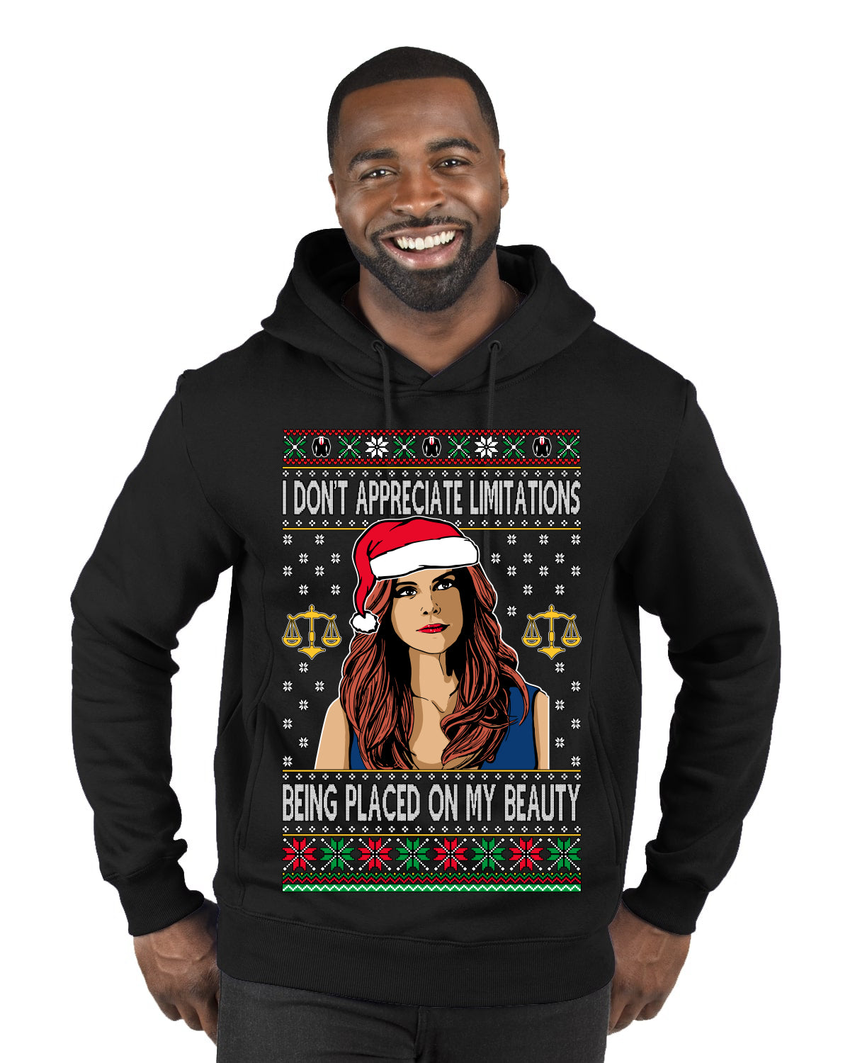Don't Appreciate Limitations Being Placed Donna TV Show Parody Ugly Christmas Sweater Premium Graphic Hoodie Sweatshirt