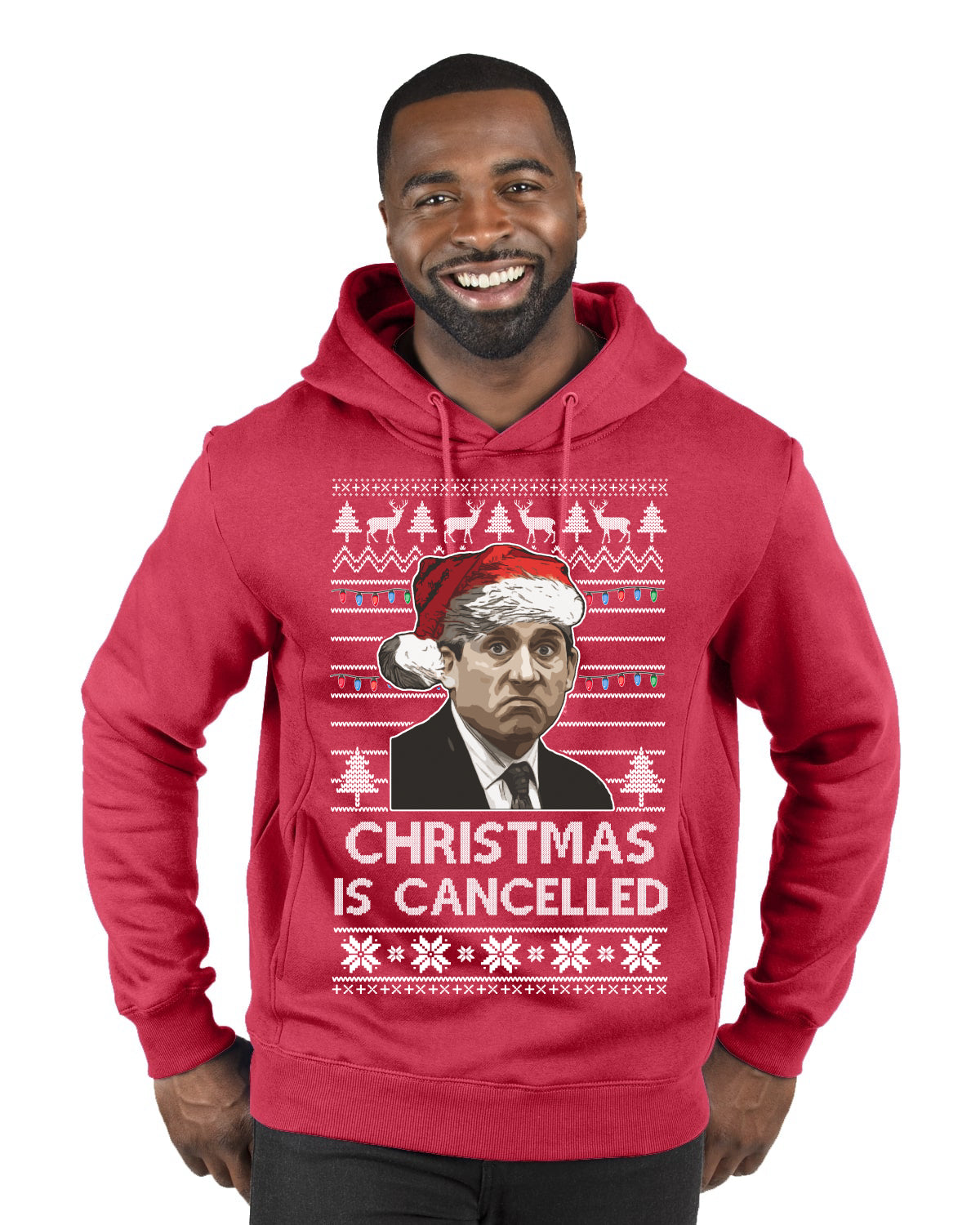 Christmas Is Cancelled Michael Scott Office Ugly Christmas Sweater Premium Graphic Hoodie Sweatshirt