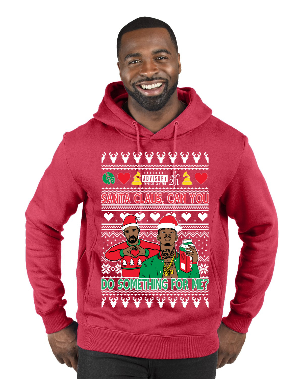 Santa Claus, Can You Do Something For Me? Ugly Christmas Sweater Premium Graphic Hoodie Sweatshirt