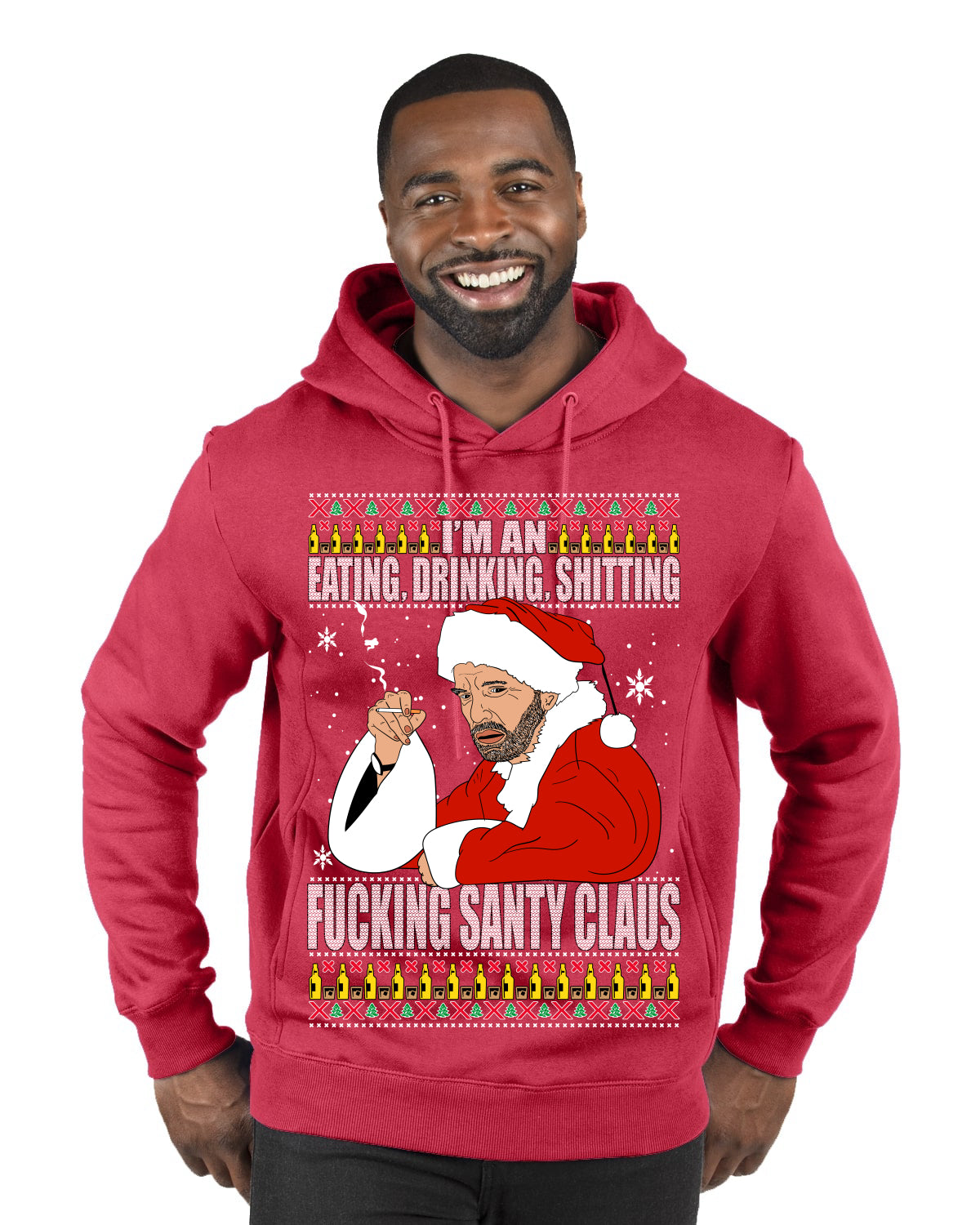 Bad Santa Fucking Santy Claus Merry Ugly Christmas Sweater Premium Graphic Hoodie Sweatshirt