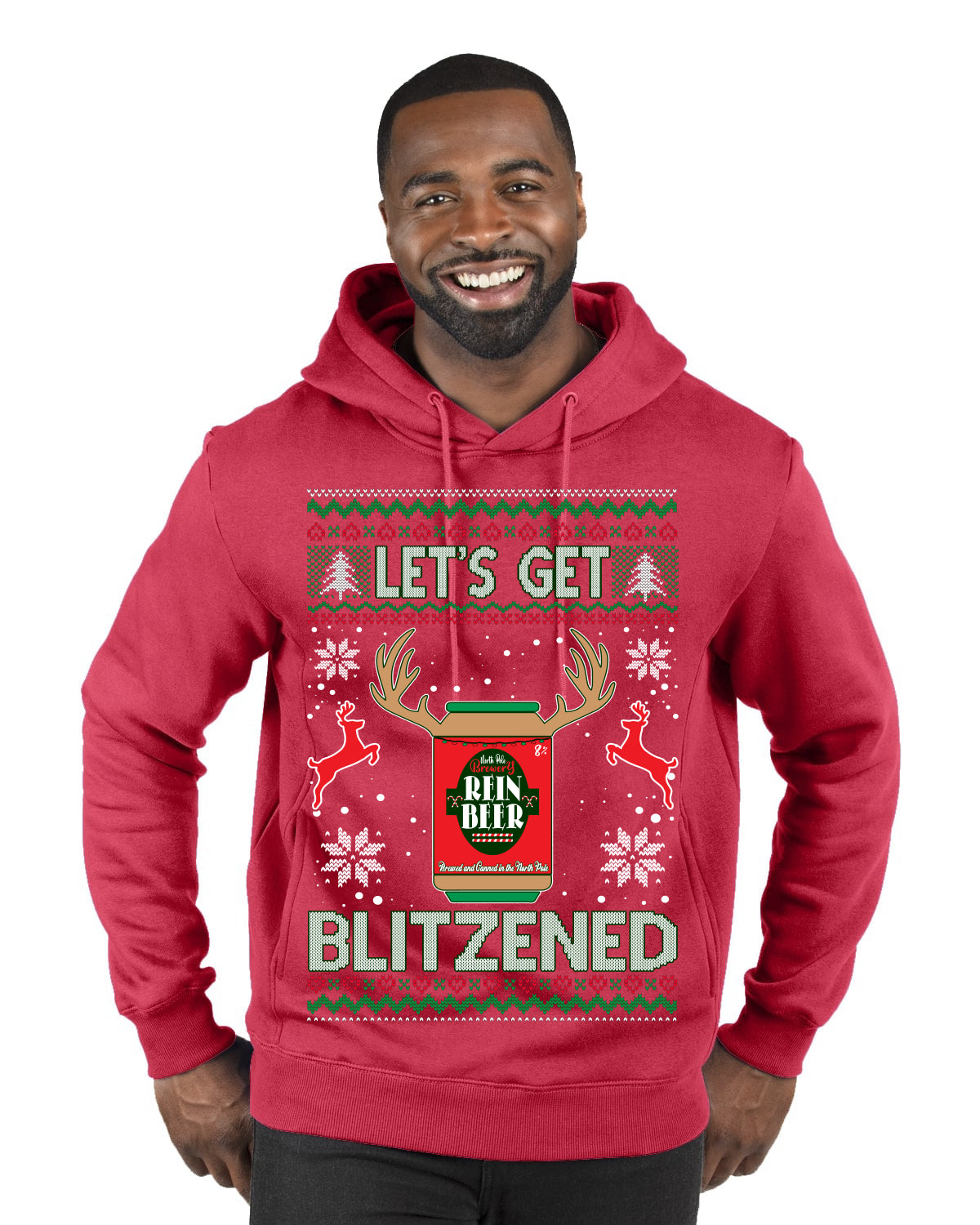 Let's Get Blitzened Rein Beer Merry Ugly Christmas Sweater Premium Graphic Hoodie Sweatshirt