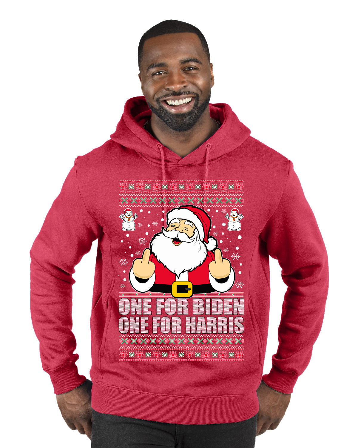 One For Biden One For Harris Santa Merry Ugly Christmas Sweater Premium Graphic Hoodie Sweatshirt