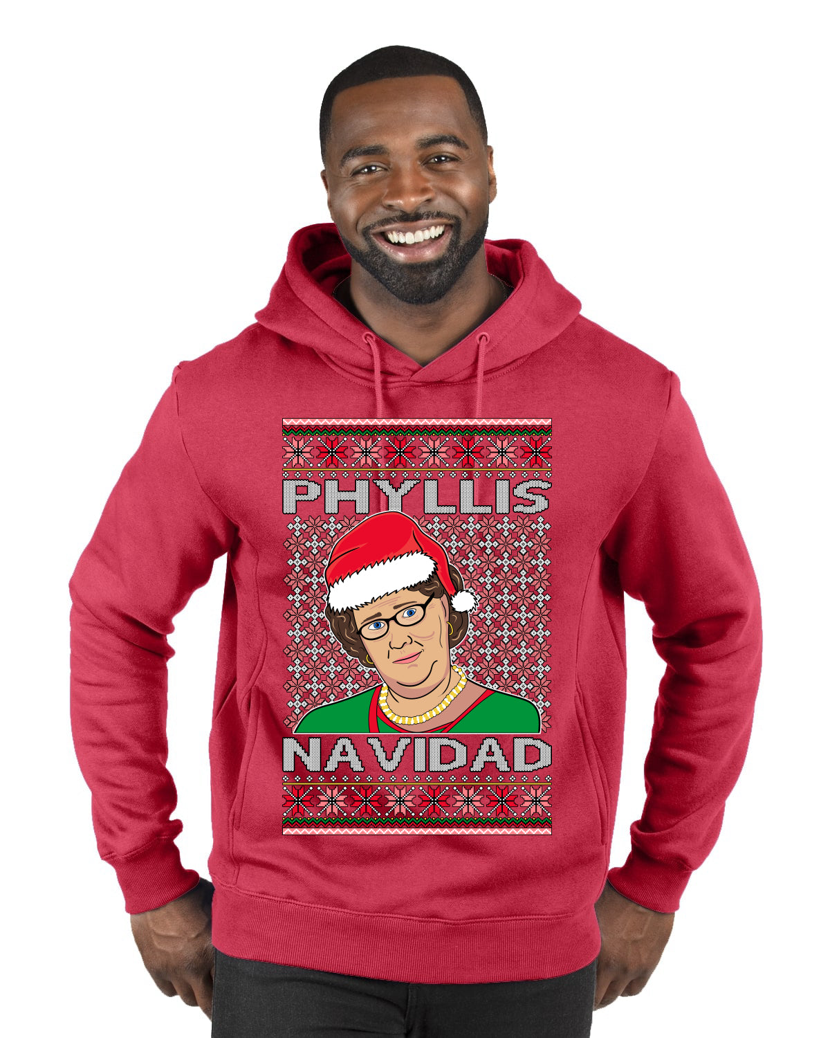 Office Phyllis Navidad Happy Holiday Ugly Christmas Sweater Premium Graphic Hoodie Sweatshirt