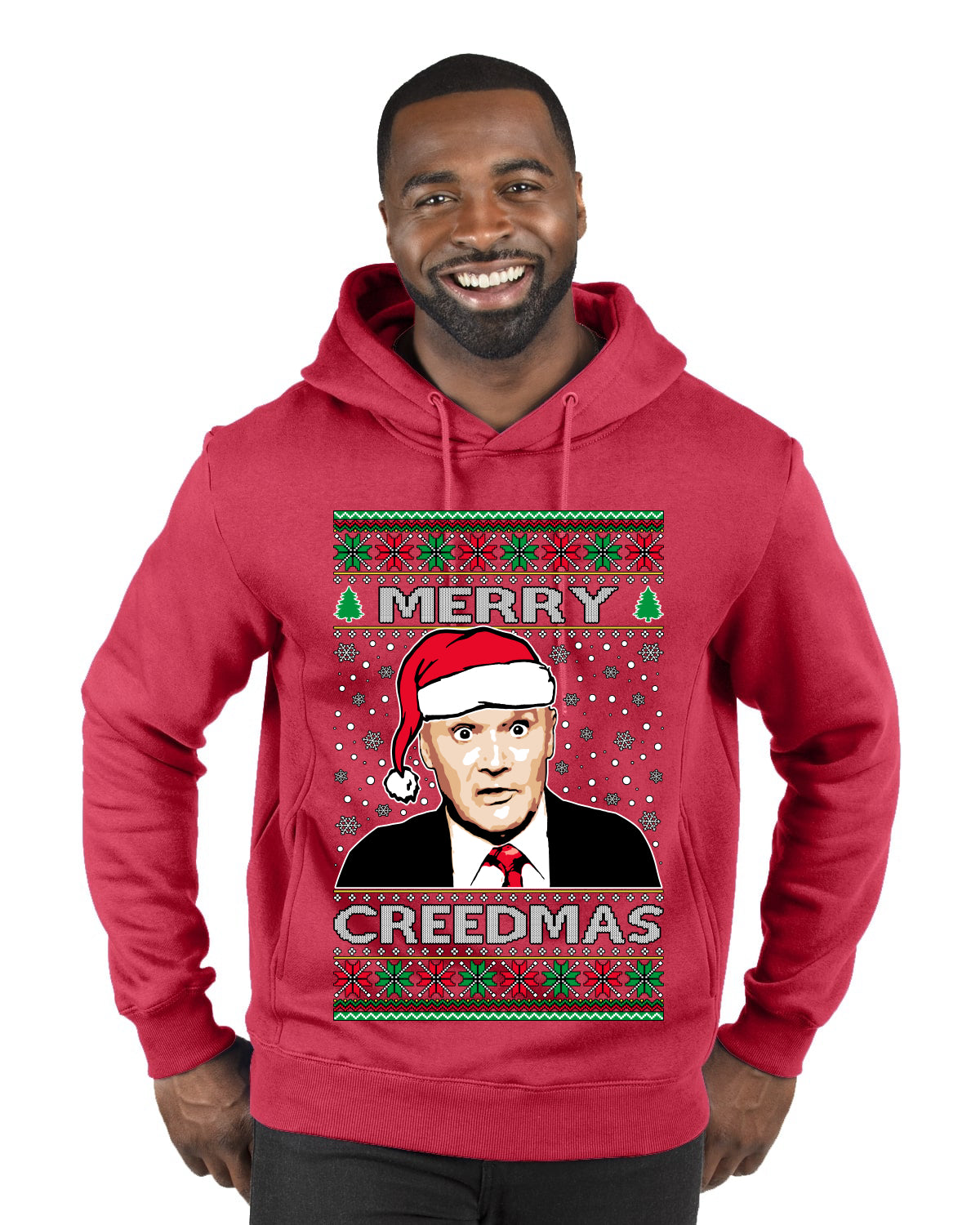 Merry Creedmas Office Humor TV Ugly Christmas Sweater Premium Graphic Hoodie Sweatshirt