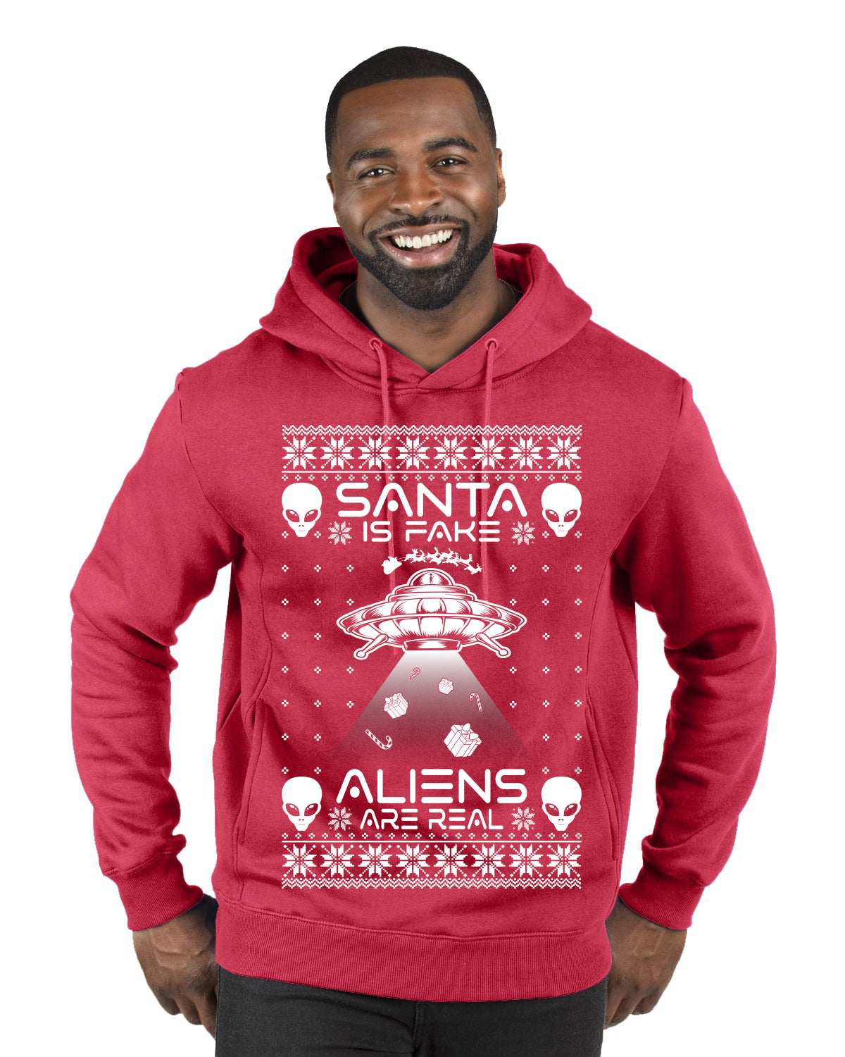 Santa Is Fake Aliens Are Real Ugly Christmas Sweater Premium Graphic Hoodie Sweatshirt