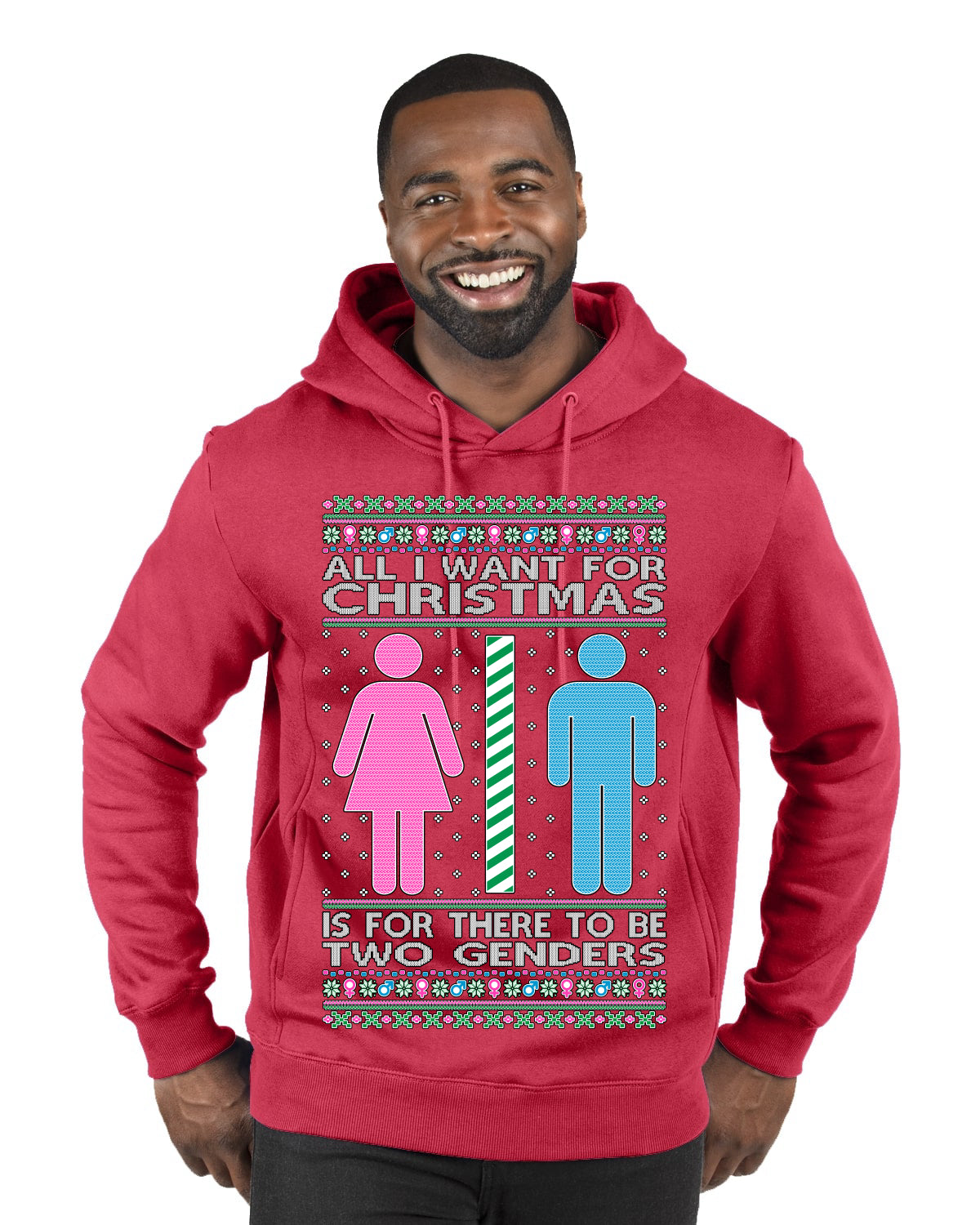 All I Want For Christmas Is For There To Be Two Genders Ugly Christmas Sweater Premium Graphic Hoodie Sweatshirt
