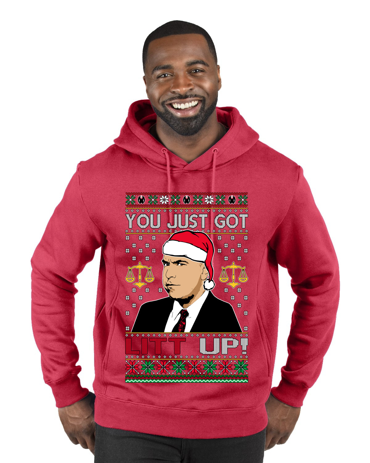 Just Got Litt Up Louis Tv Show Parody Ugly Christmas Sweater Premium Graphic Hoodie Sweatshirt