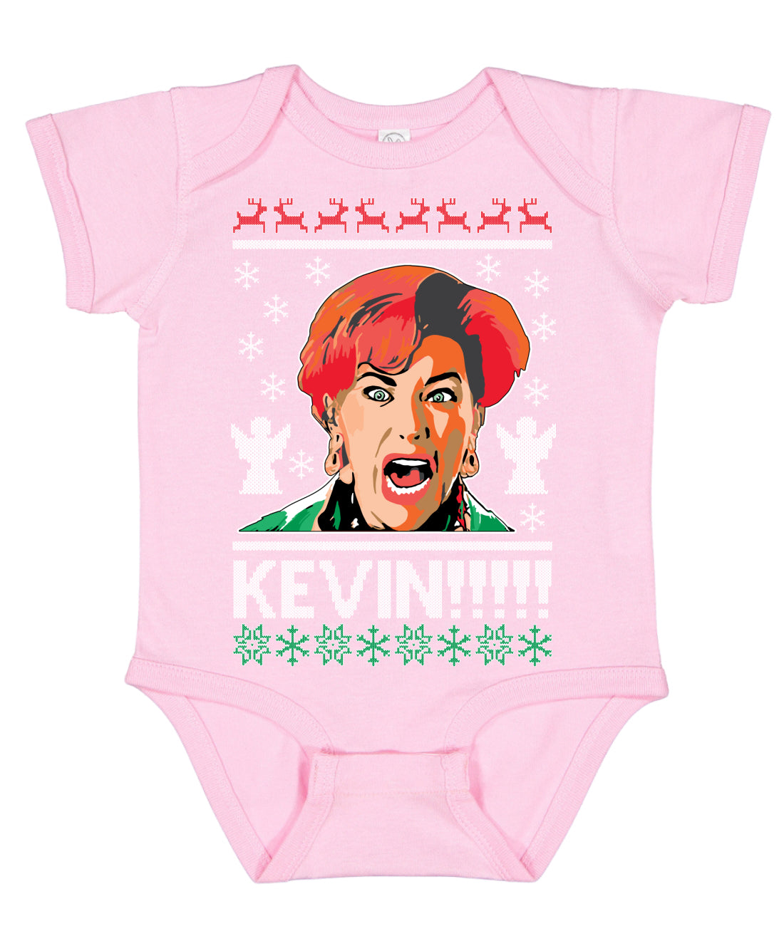 Kevin's Mom Screaming Kevin! Ugly Christmas Sweater Baby Creeper Boys Girls Infant Bodysuit