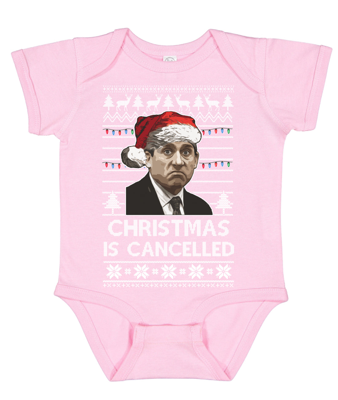 Christmas is Cancelled Santa Michael Scott Office Ugly Christmas Sweater Baby Creeper Boys Girls Infant Bodysuit