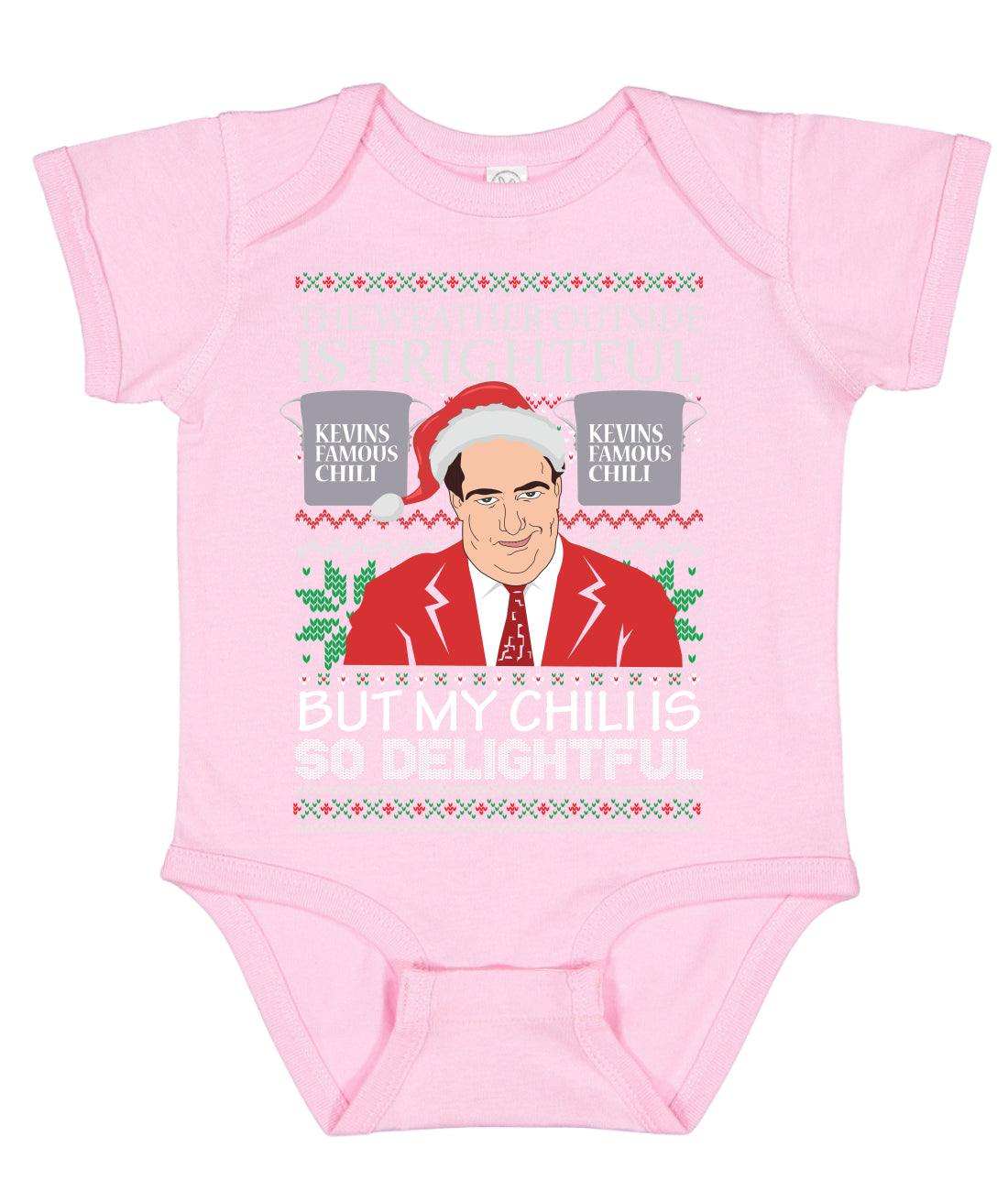 Kevin's Famous Chili The Office My Chili is So Delightful Xmas Ugly Christmas Sweater Baby Creeper Boys Girls Infant Bodysuit