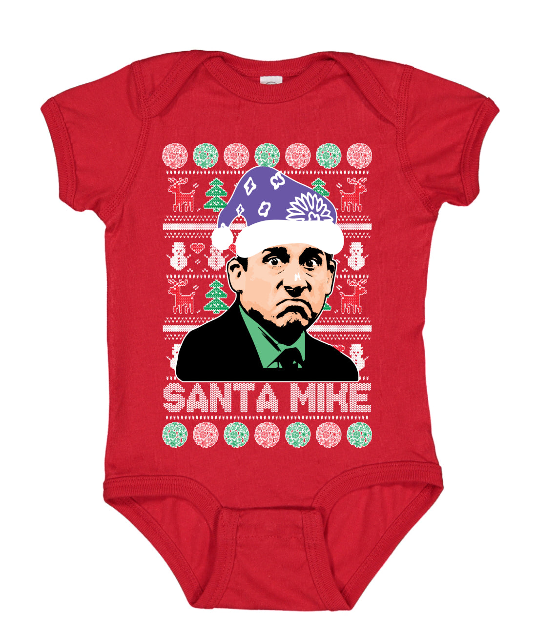 Santa Mike Michael Scott The Office Ugly Christmas Sweater Baby Creeper Boys Girls Infant Bodysuit