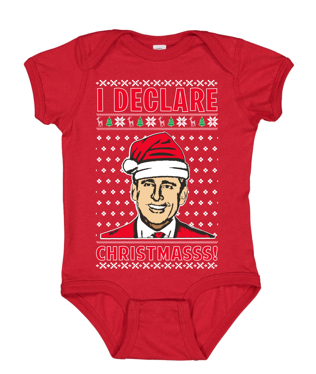 I Declare Christmasss Michael Scott Office Tv Ugly Christmas Sweater Baby Creeper Boys Girls Infant Bodysuit