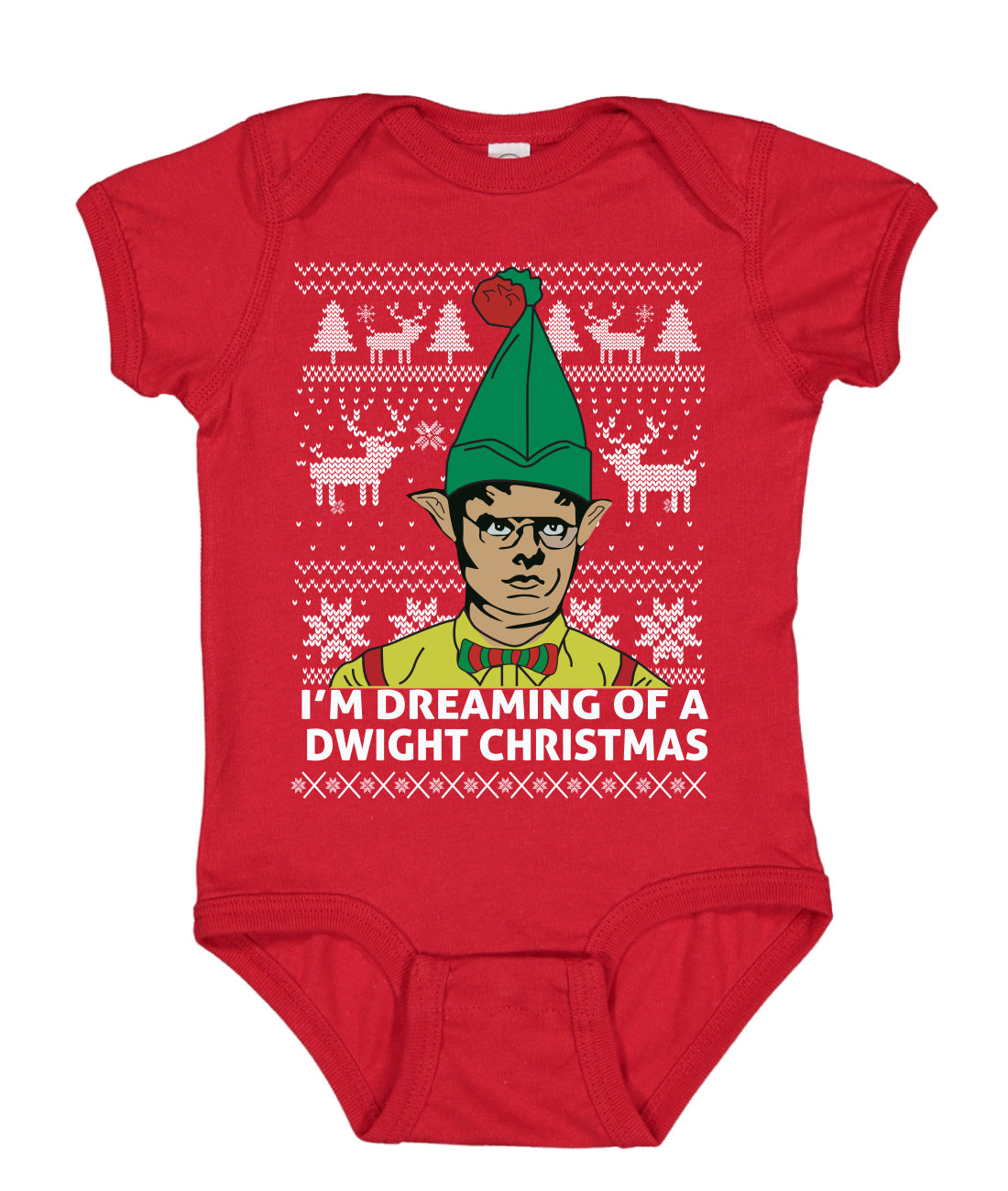 I'm Dreaming of a Dwight Christmas The Office Schrute Funny Ugly Christmas Sweater Baby Creeper Boys Girls Infant Bodysuit