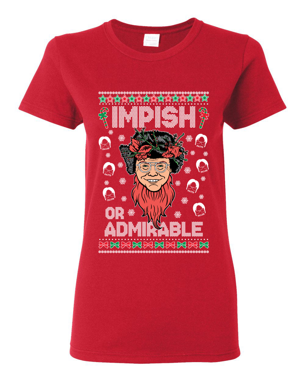 Impish or Admirable Dwight Schrute Ugly Christmas Sweater Womens Graphic T-Shirt