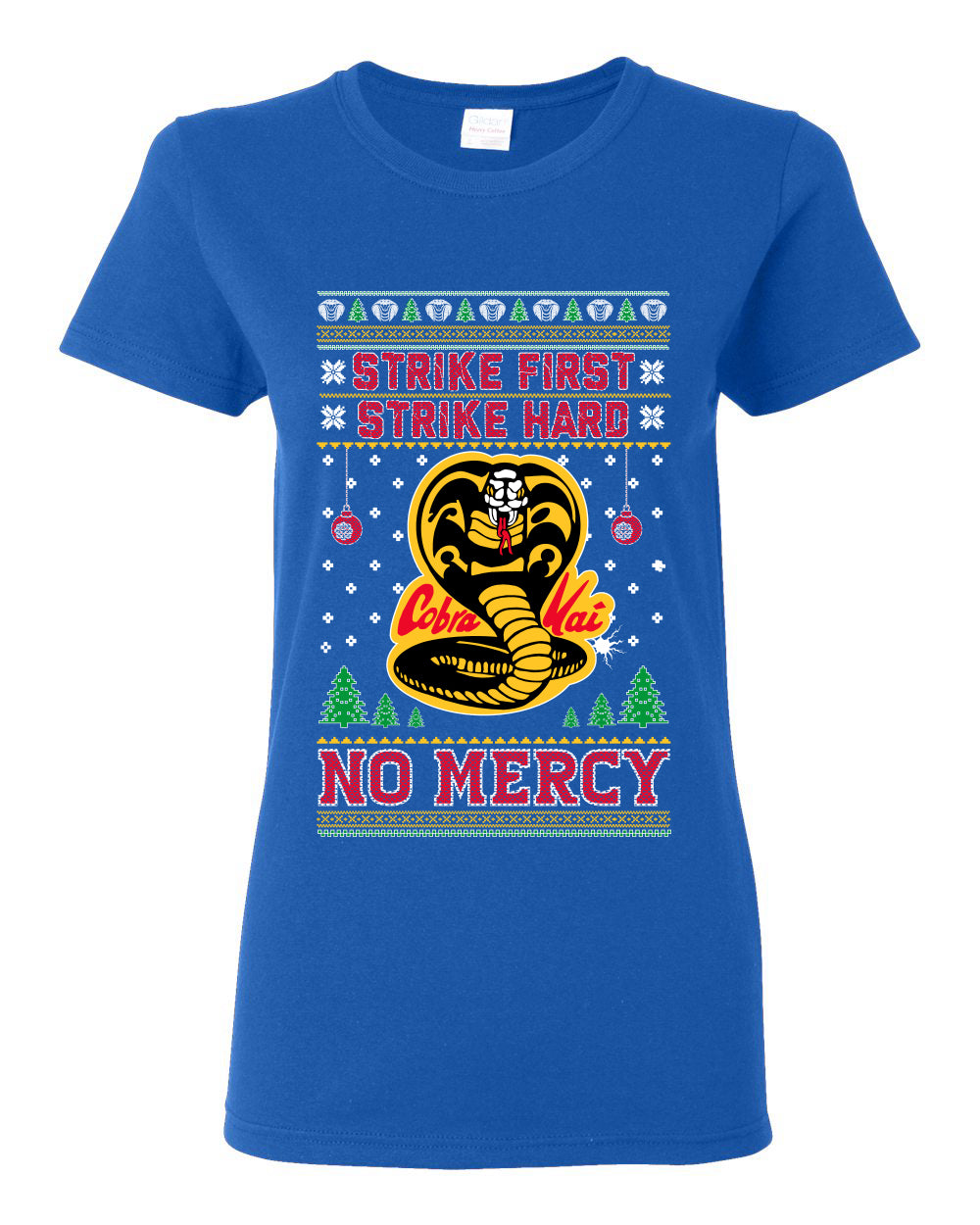 Strike First Strike Hard No Mercy Xmas Ugly Christmas Sweater Womens Graphic T-Shirt