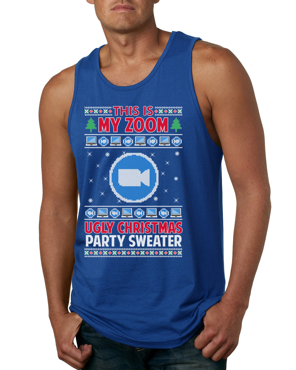 This Is My Zoom Ugly Christmas Party Sweater Ugly Christmas Sweater Mens Graphic Tank Top