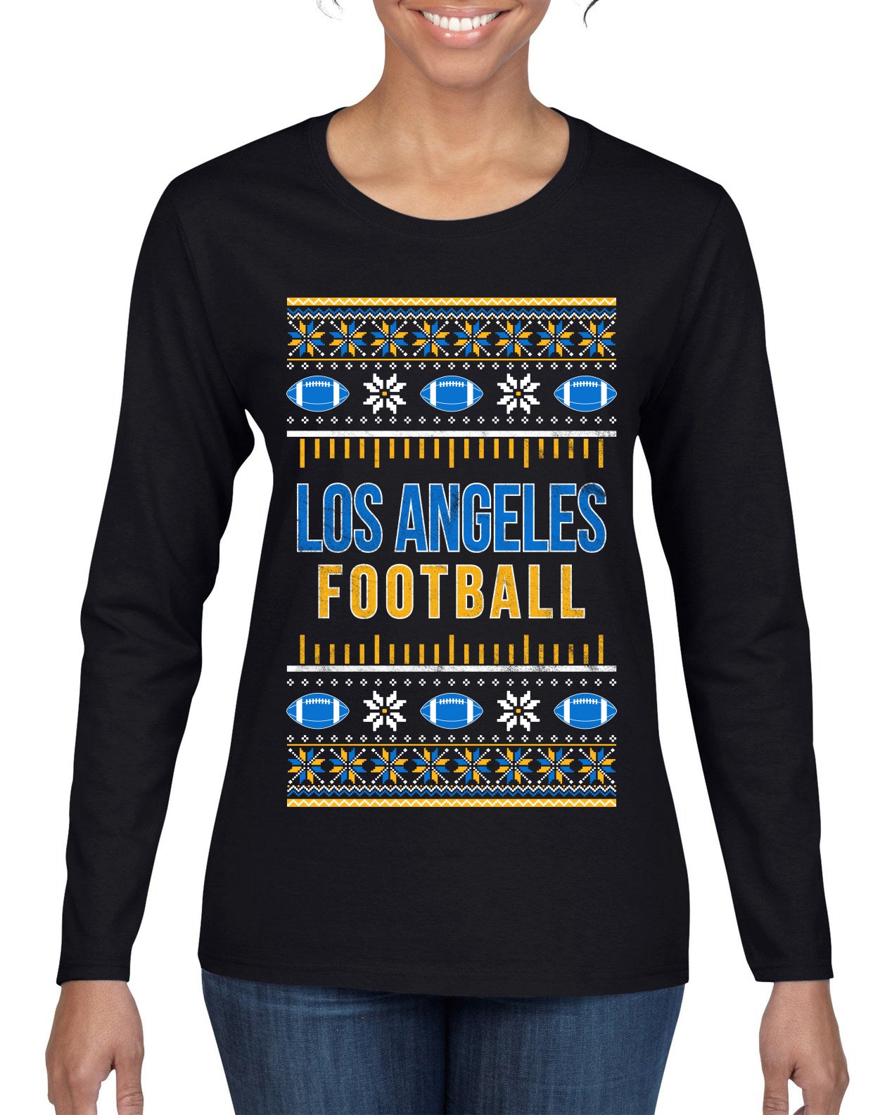 City of Los Angeles LAC American Football Fantasy Fan Ugly Christmas Sweater Unisex Crewneck Sweatshirt