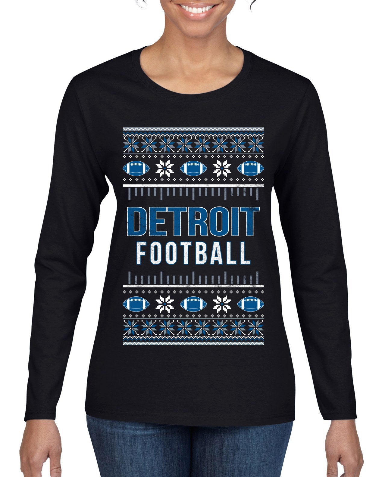 City of Detroit DET American Football Fantasy Fan Ugly Christmas Sweater Unisex Crewneck Sweatshirt