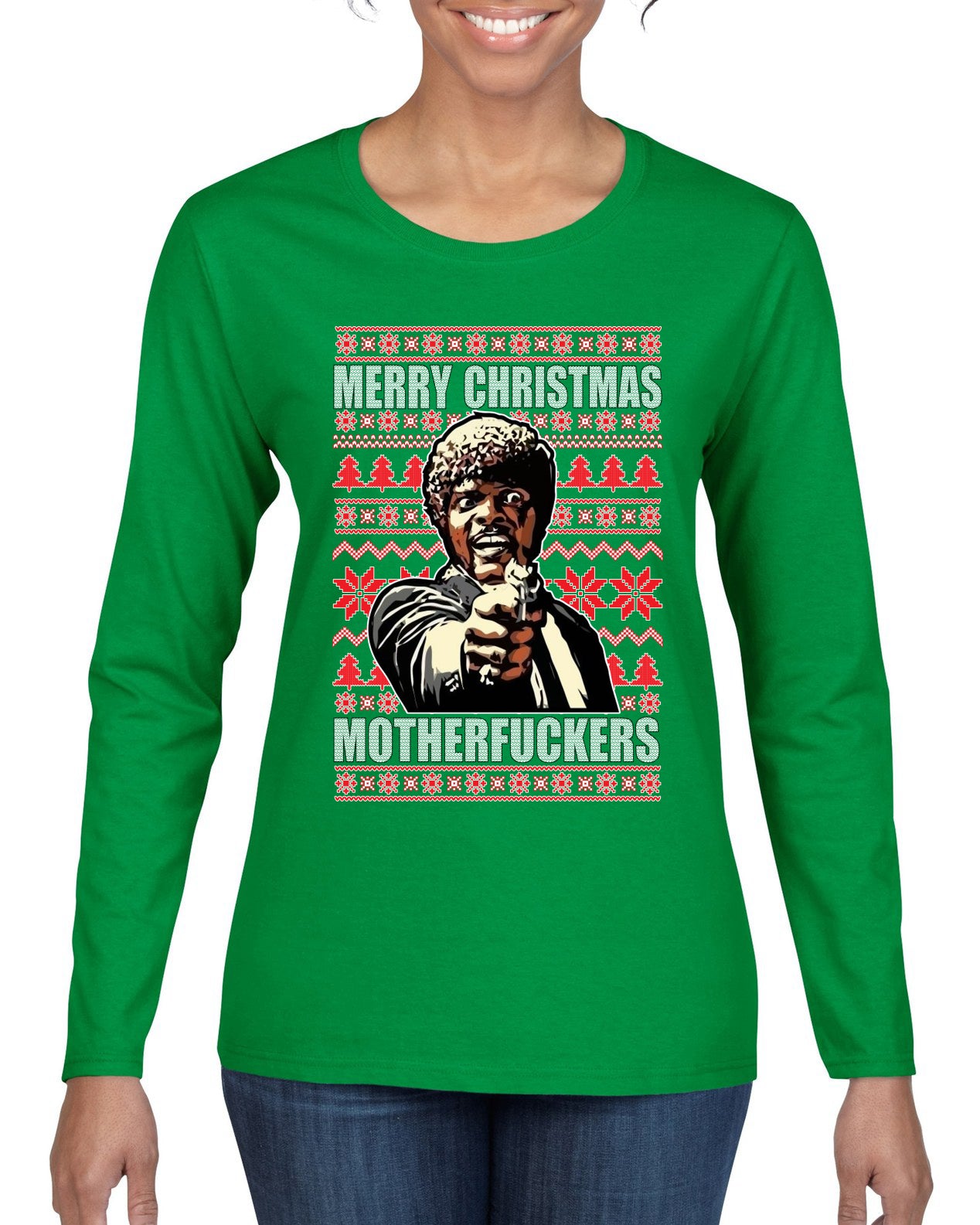 Merry Christmas Motherfuckers Christmas Womens Graphic Long Sleeve T-Shirt