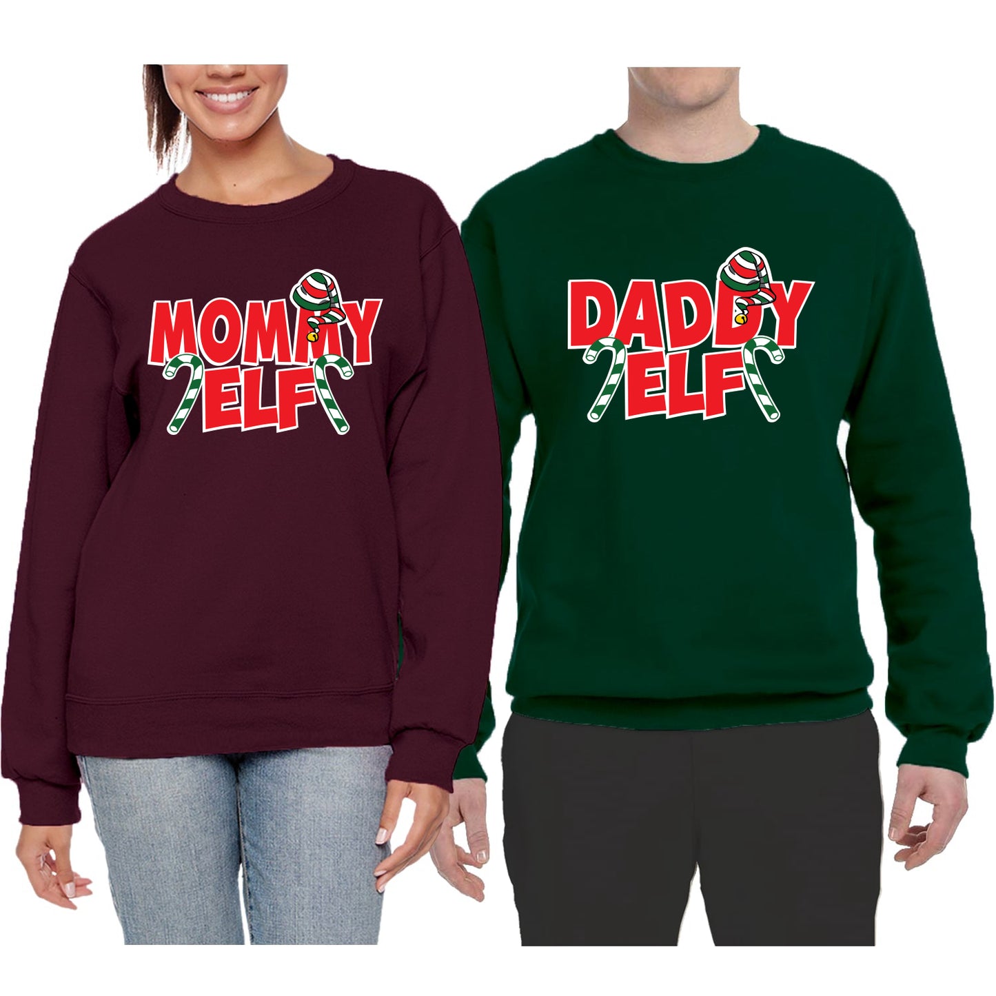 Mommy Elf Daddy Elf Matching Couples Crewneck Sweater