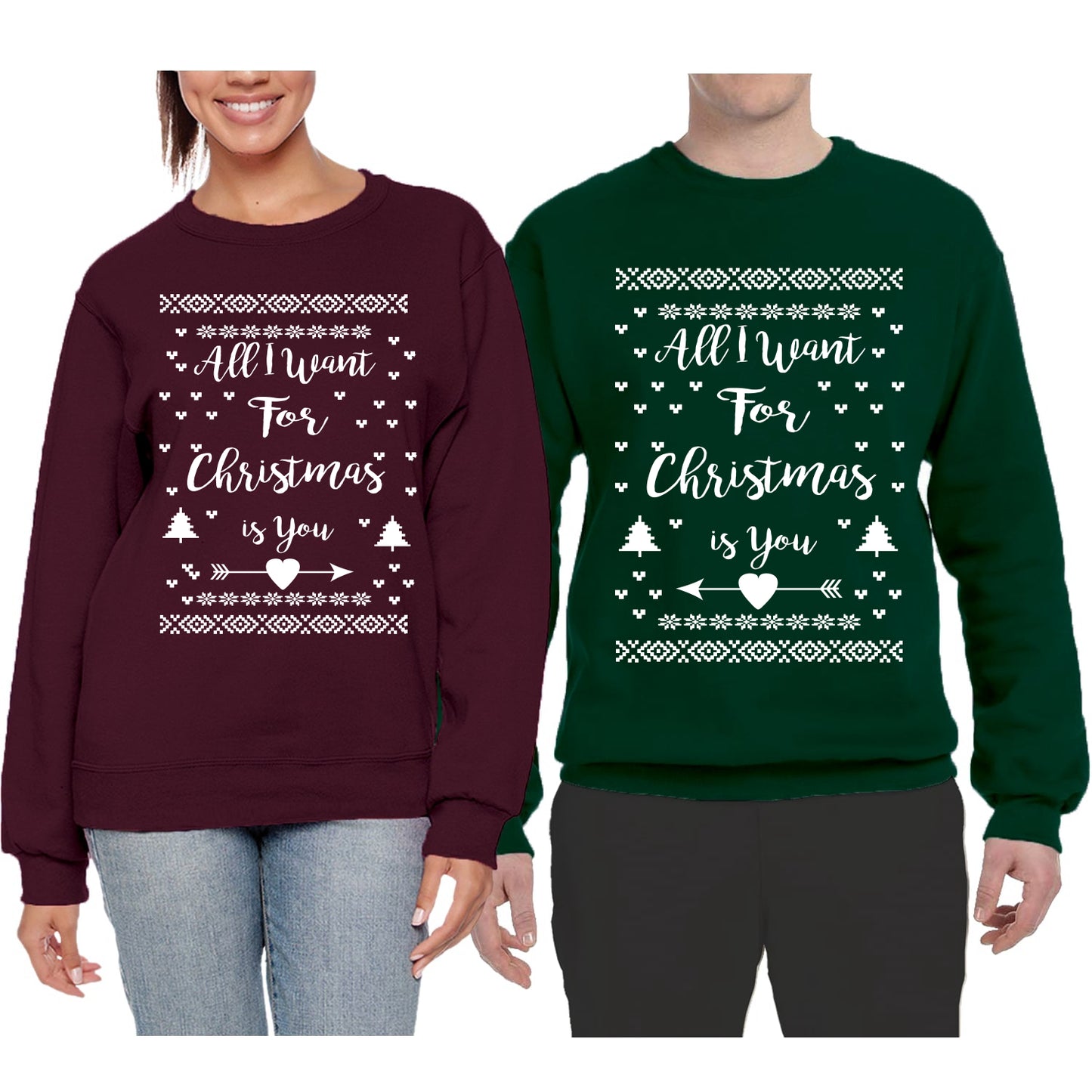 All I Want for Christmas Is You Couples Matching Couples Crewneck Sweater