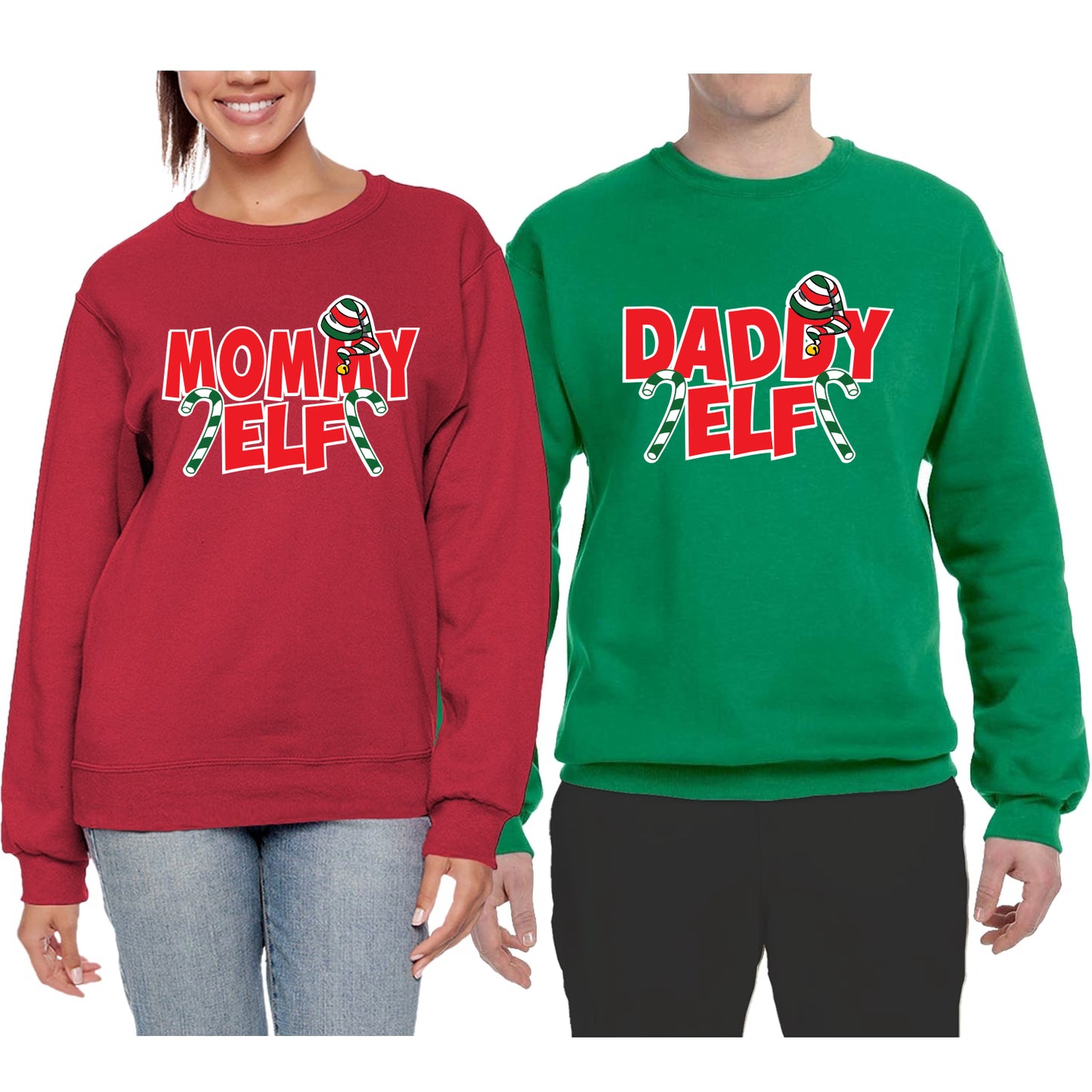 Mommy Elf Daddy Elf Matching Couples Crewneck Sweater