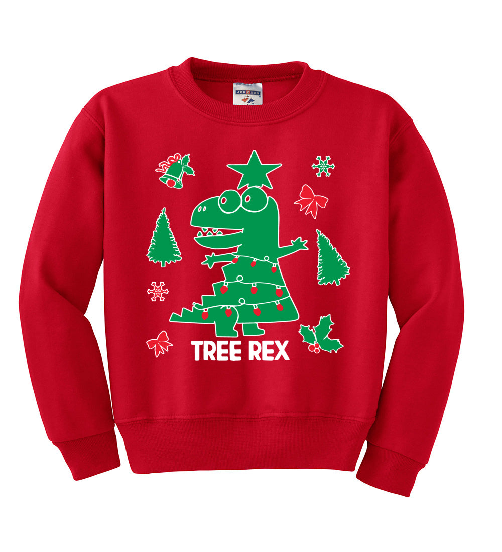 Christmas Trex Tree Rex Ugly Christmas Sweater Boys Crewneck Graphic Sweatshirt