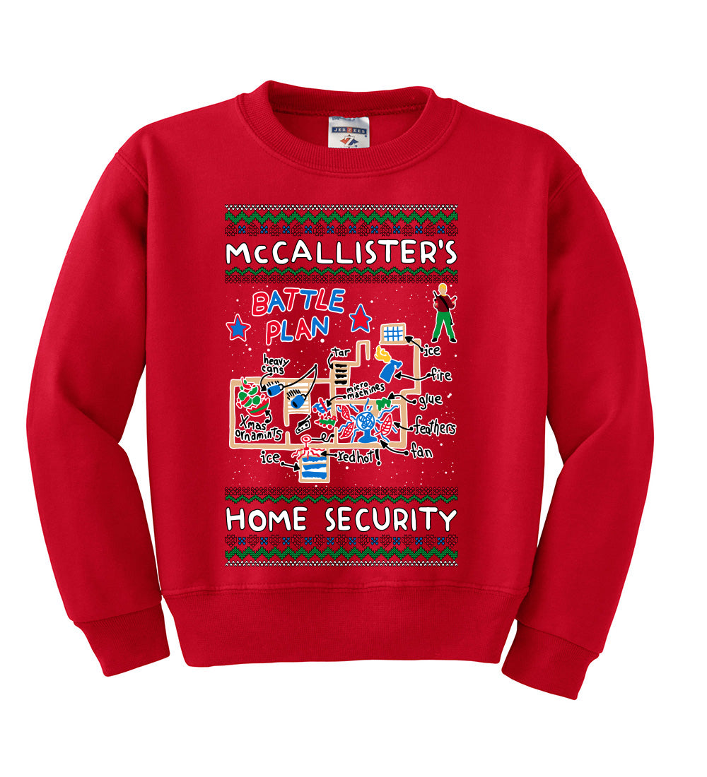 McCallister's Home Security Battle Plan Alone Kevin Christmas Unisex Boys Girls Crewneck Graphic Sweatshirt