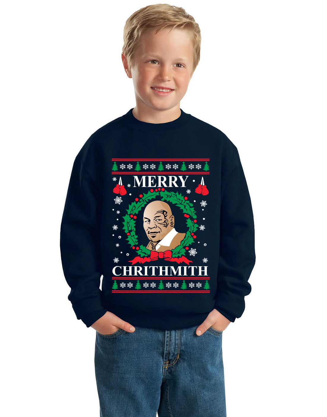 Merry Chrithmith Ugly Christmas Ugly Christmas Sweater Boys Crewneck Graphic Sweatshirt