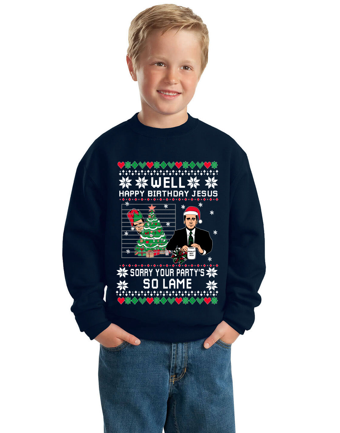 Well Happy Birthday Jesus Funny Quote Office Ugly Christmas Sweater Unisex Boys Girls Crewneck Graphic Sweatshirt