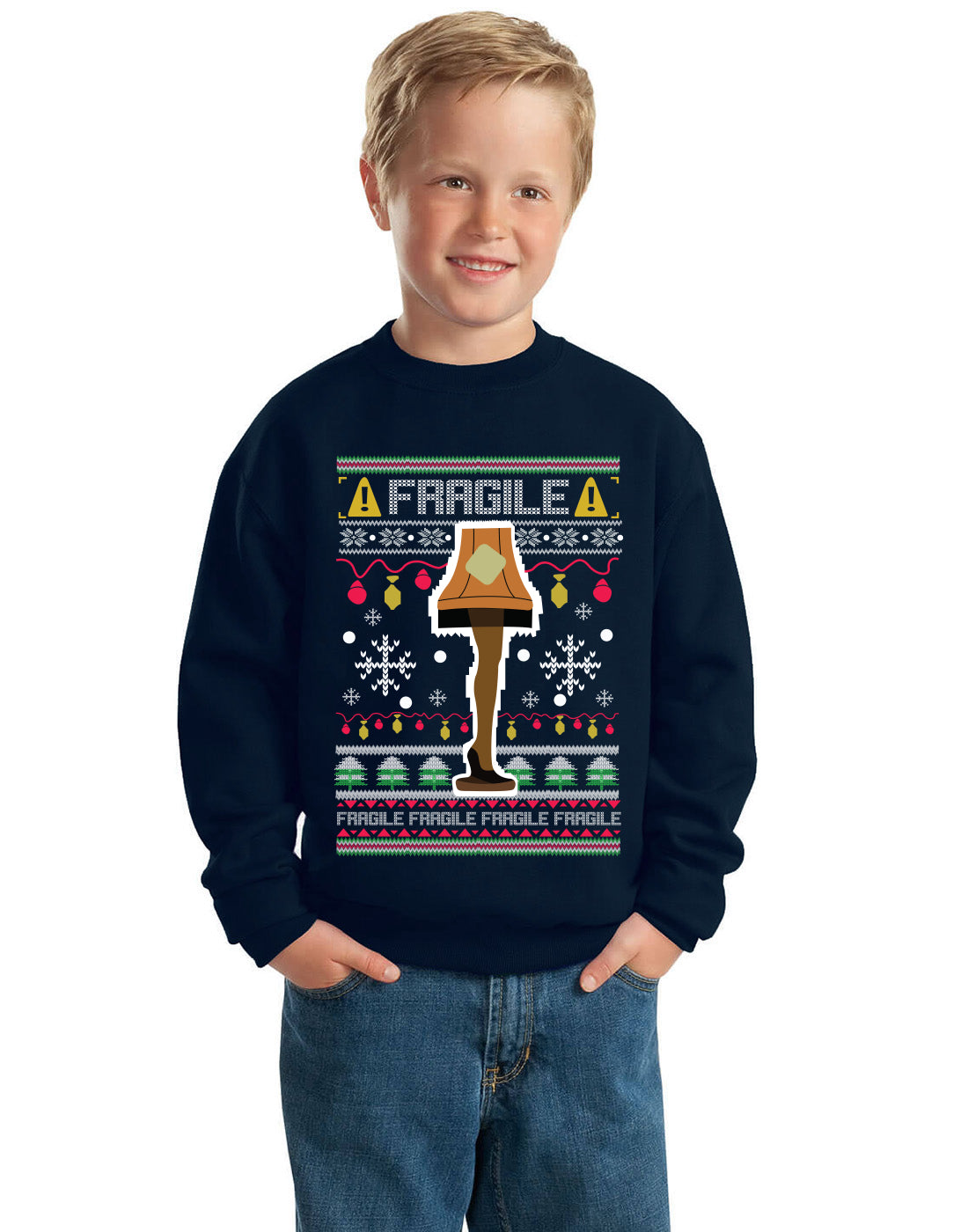 Fragile Leg Lamp Christmas Story Funny Xmas Ugly Christmas Sweater Unisex Boys Girls Crewneck Graphic Sweatshirt
