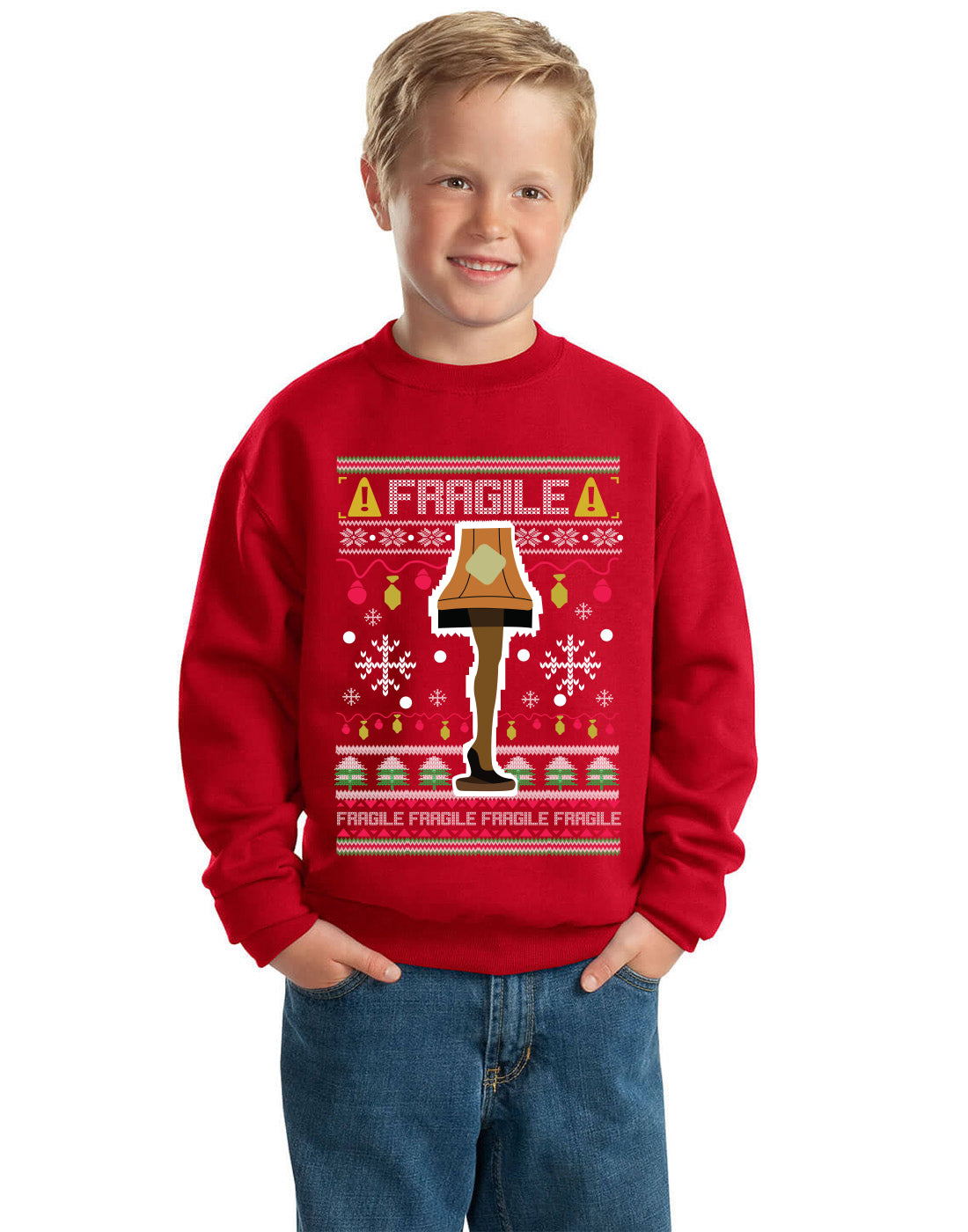 Fragile Leg Lamp Christmas Story Funny Xmas Ugly Christmas Sweater Unisex Boys Girls Crewneck Graphic Sweatshirt