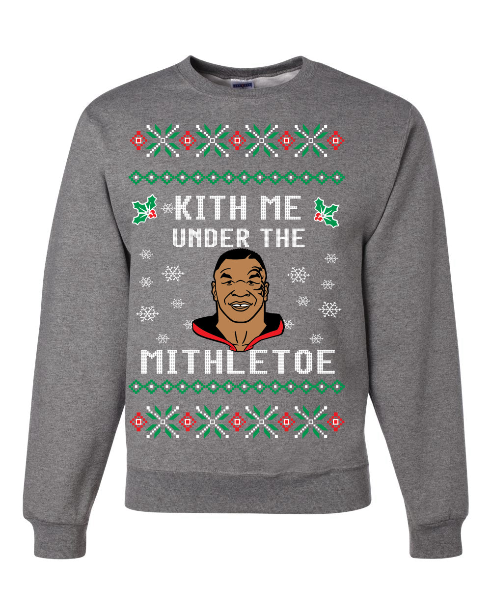 Kith Me Under The Mithletoe Funny Tyson Lips Christmas Unisex Crewneck Graphic Sweatshirt