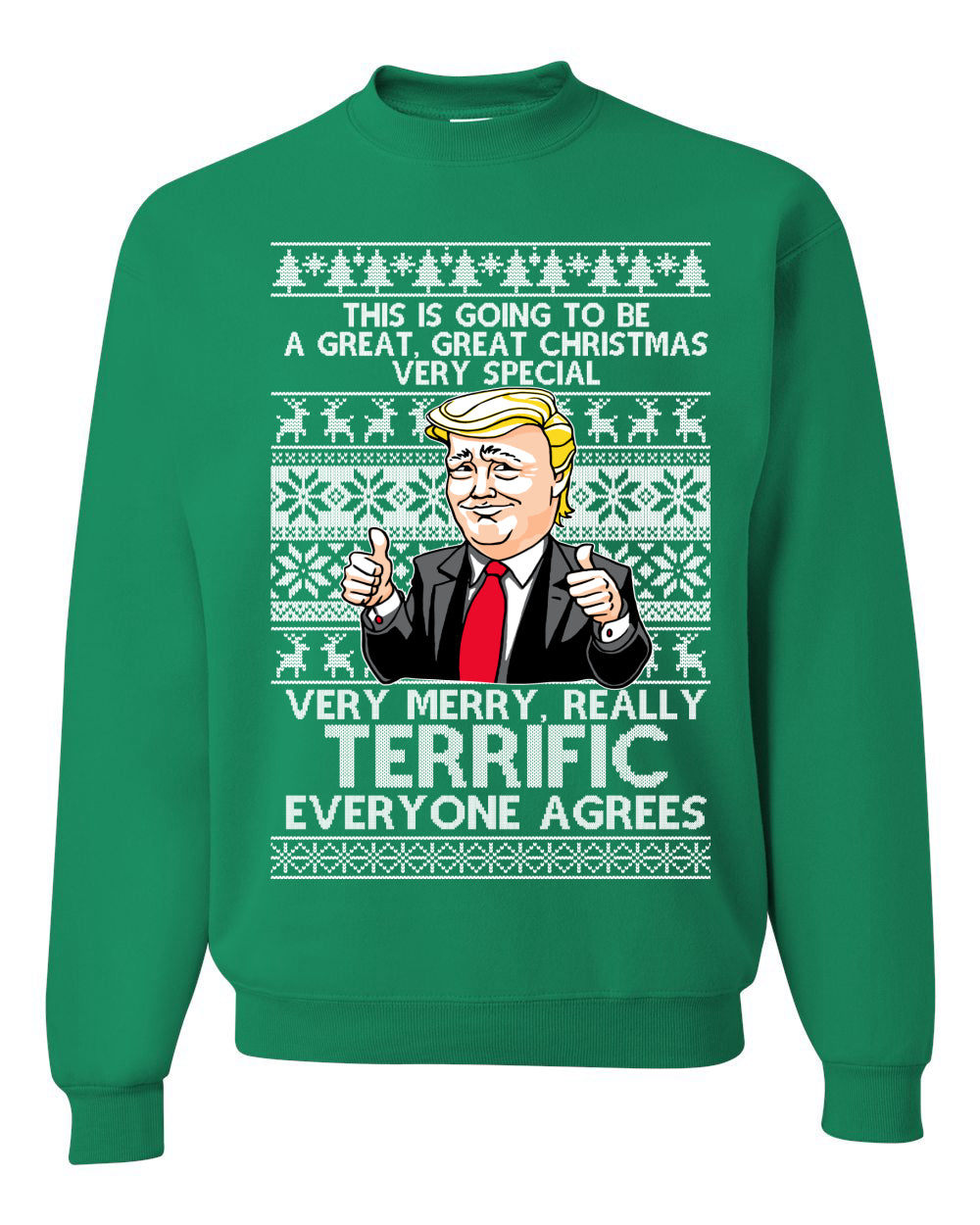 Great Terrific Merry Christmas Funny Donald Trump Xmas Christmas Unisex Crewneck Graphic Sweatshirt