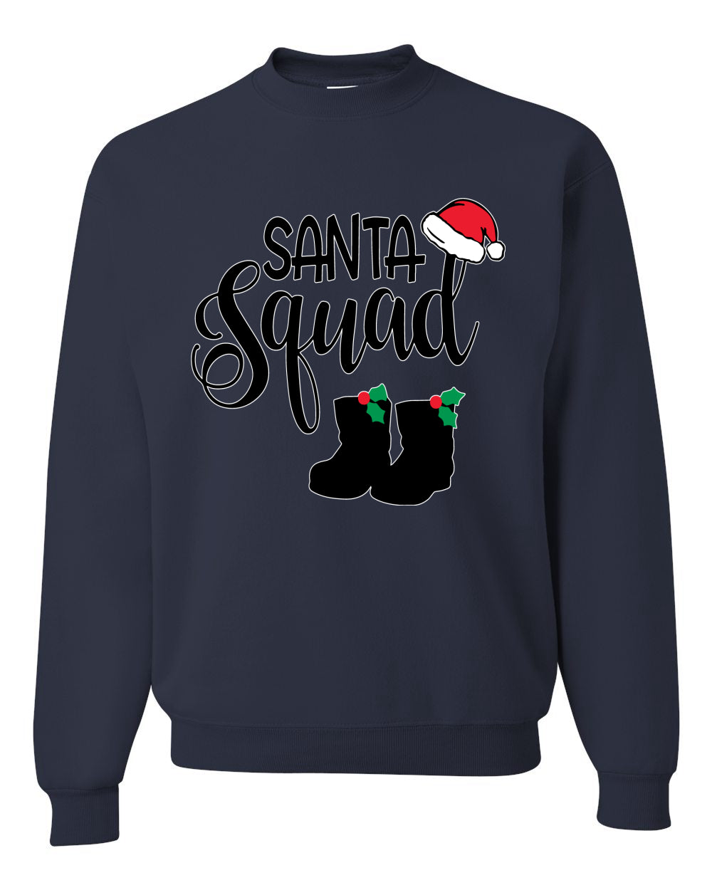 Santa Squad Xmas Hat Boots Ugly Christmas Sweater Unisex Crewneck Graphic Sweatshirt