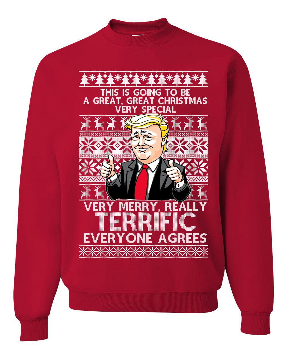 Great Terrific Merry Christmas Funny Donald Trump Xmas Christmas Unisex Crewneck Graphic Sweatshirt