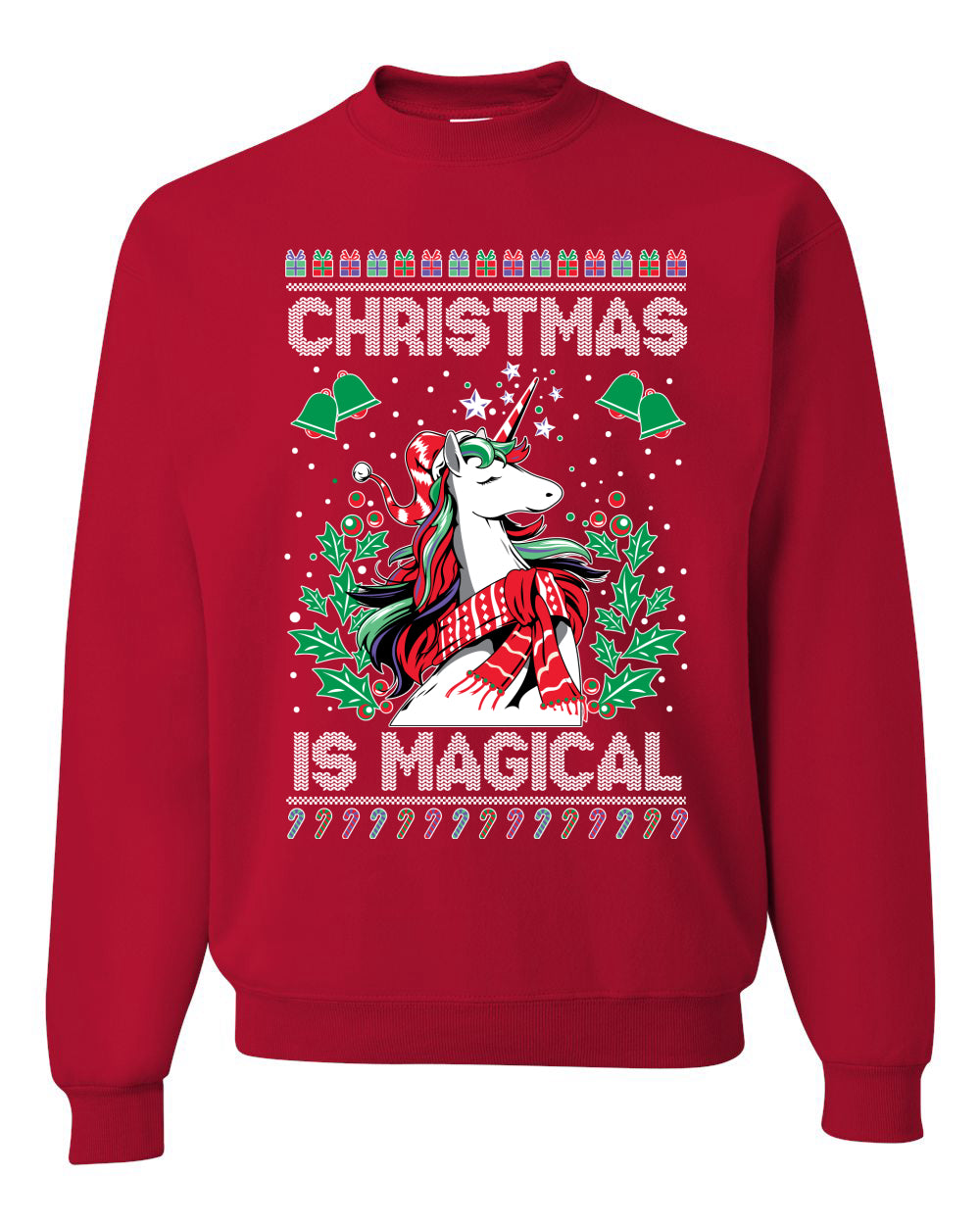 Christmas Is Magical Unicorn Christmas Unisex Crewneck Graphic Sweatshirt