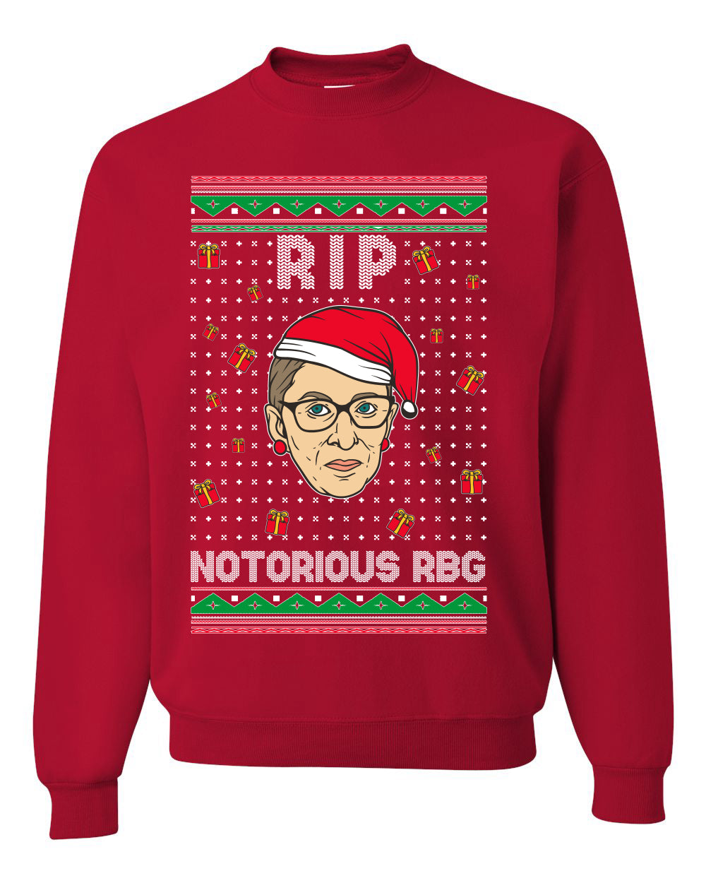 RIP Notorious RBG Ruth Bader Ginsburg Ugly Christmas Sweater Unisex Crewneck Graphic Sweatshirt