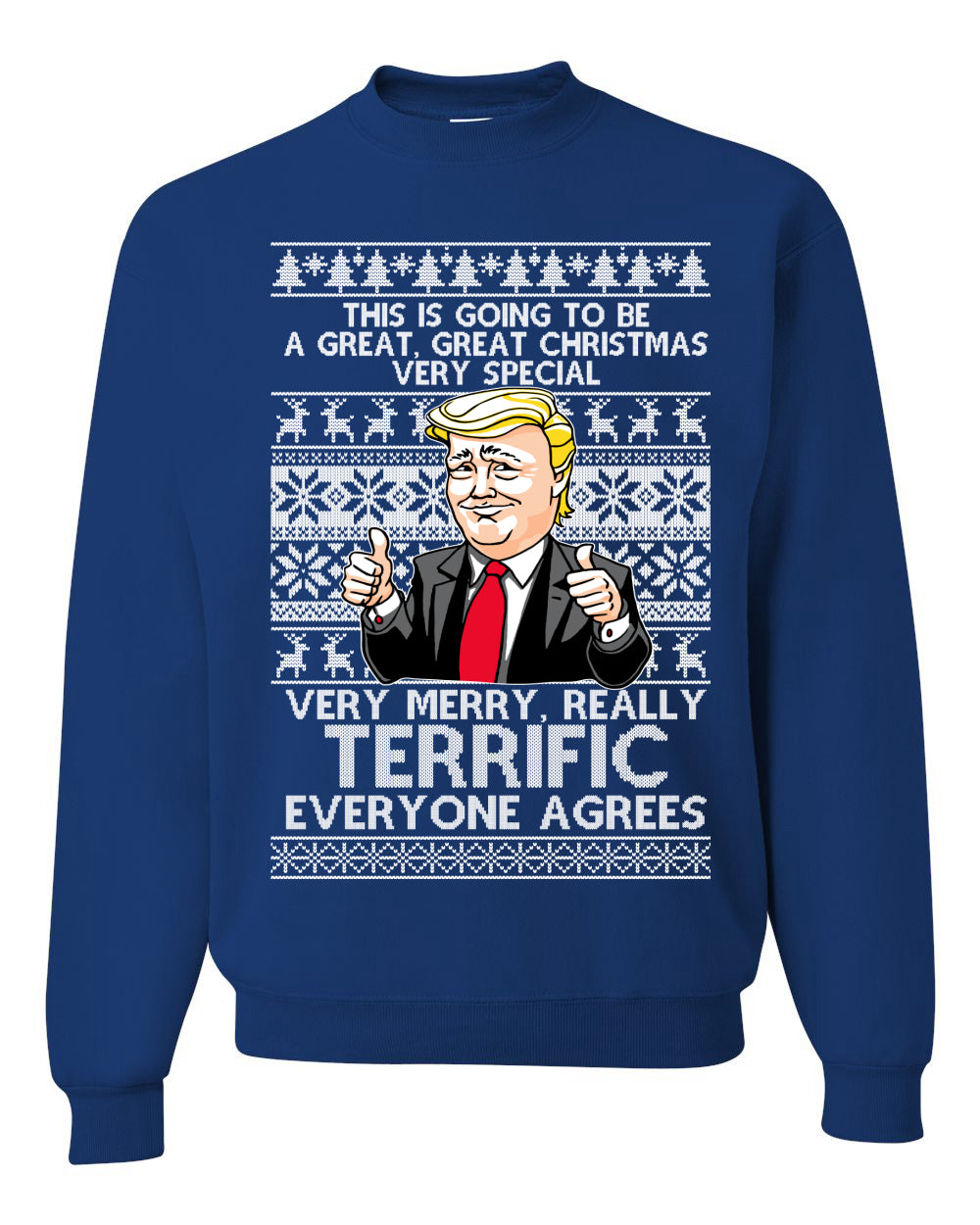 Great Terrific Merry Christmas Funny Donald Trump Xmas Christmas Unisex Crewneck Graphic Sweatshirt
