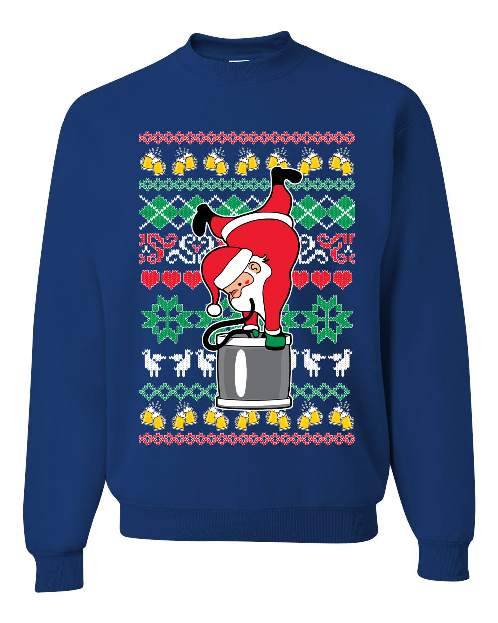 Santa Keg Stand Beer Drinking Drunk Ugly Christmas Sweater Christmas Unisex Crewneck Graphic Sweatshirt