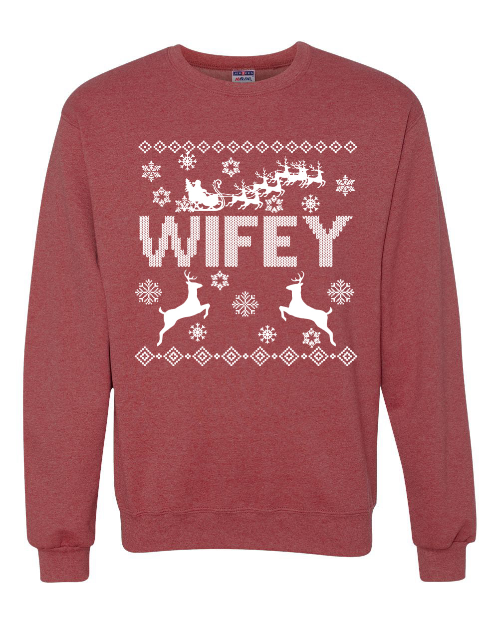 Christmas Wifey Love Ugly Christmas Sweater Christmas Unisex Crewneck Graphic Sweatshirt
