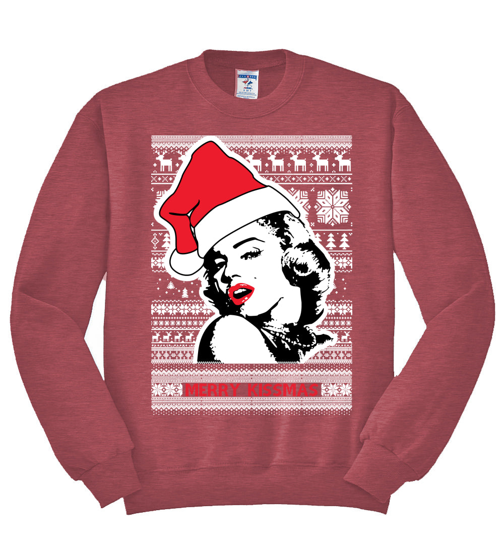 Merry Kissmas Marilyn Monroe Christmas Unisex Crewneck Graphic Sweatshirt