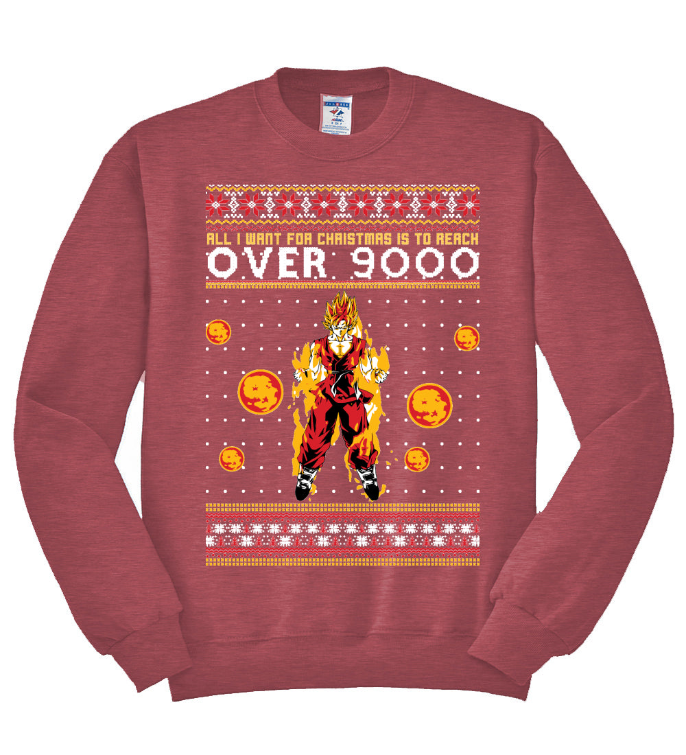 All I Want for Christmas is to Reach Over 9000 Christmas Unisex Crewneck Graphic Sweatshirt